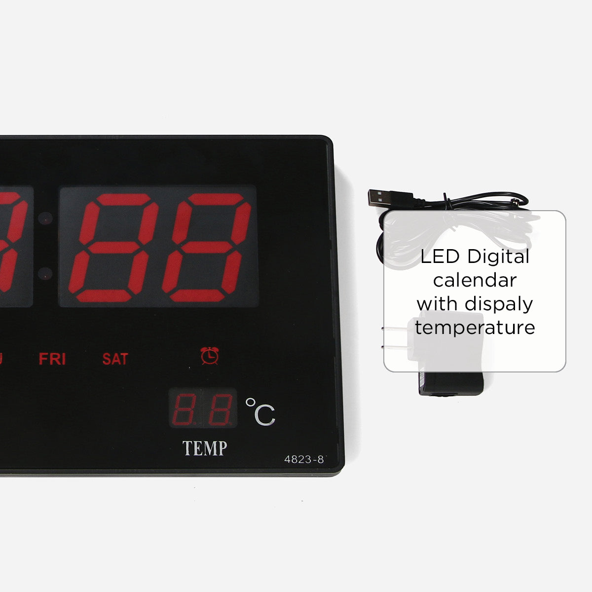 Lucent LED Wall Clock 4622 -ÊBlack Frame, Red LED