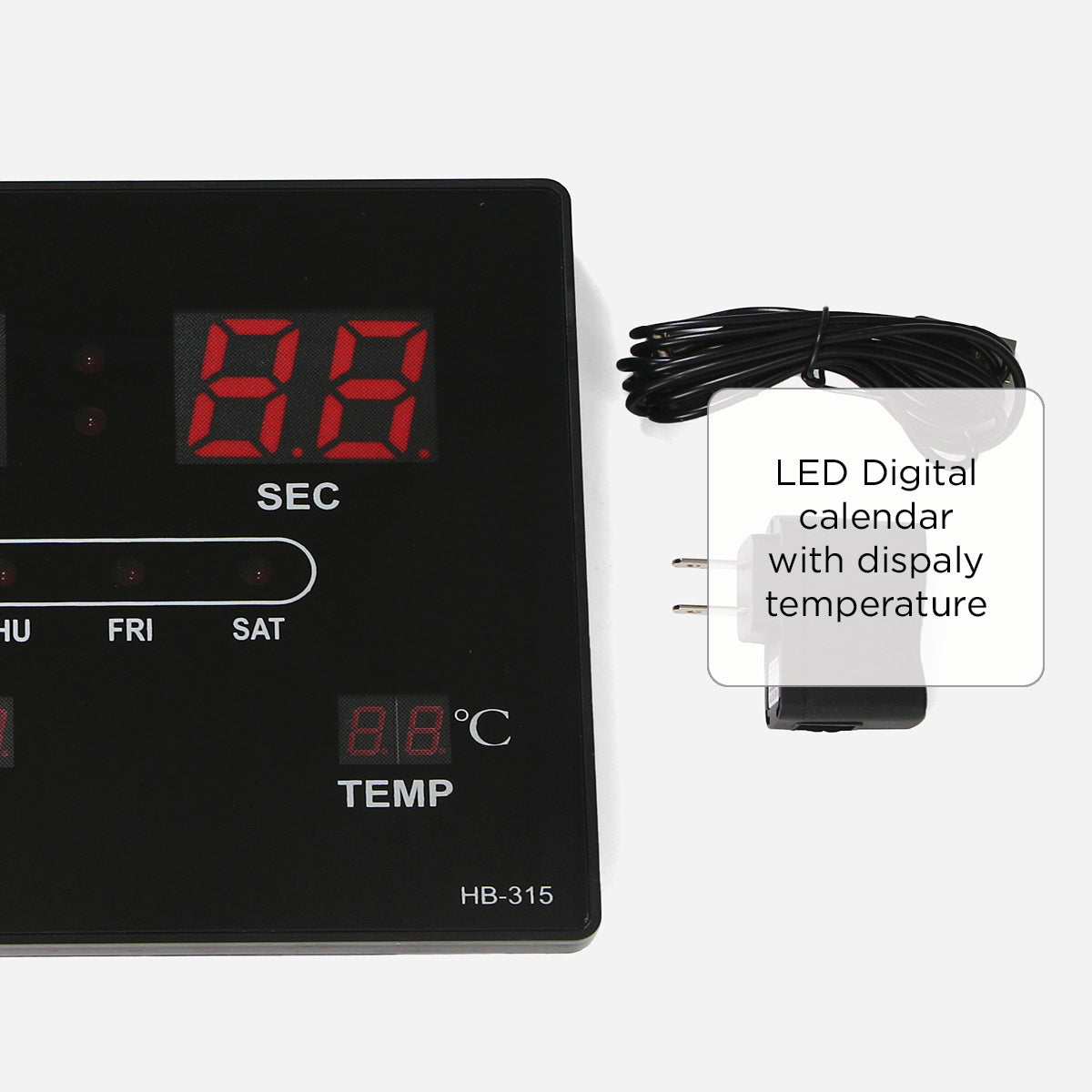 Lucent LED Wall Clock HB315AU18Ê- Black Frame, Red LED