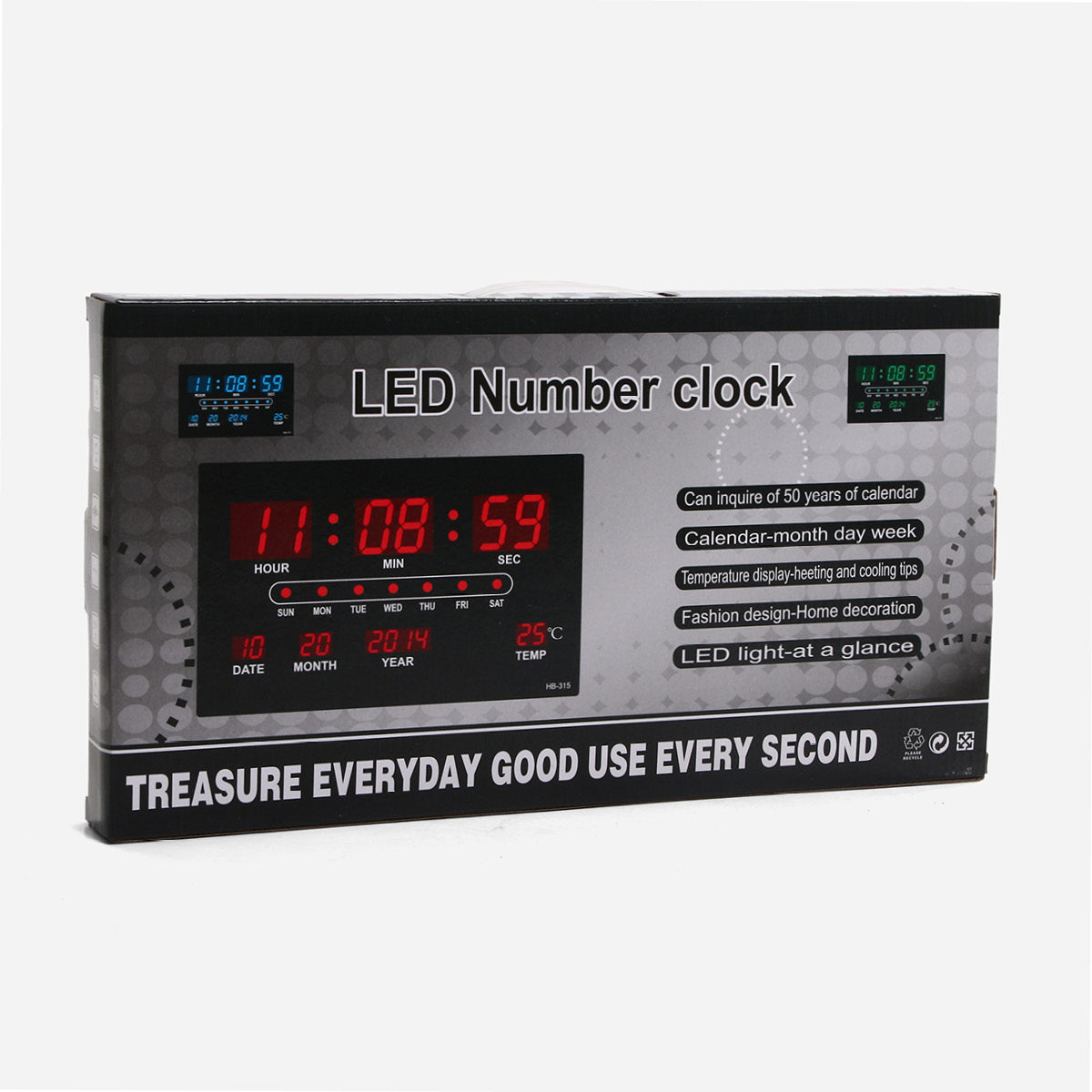 Lucent LED Wall Clock HB315AU18Ê- Black Frame, Red LED