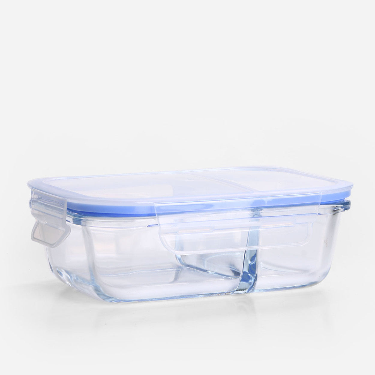 Masflex Rectangular Glass Food Container With Divider - 640 ml