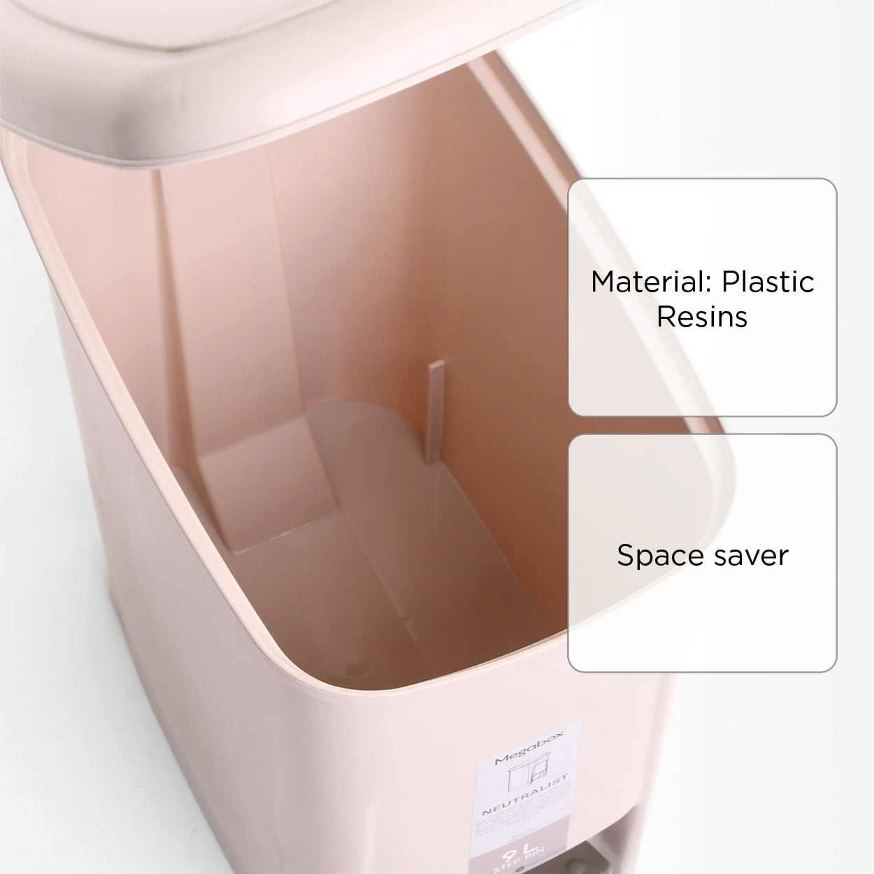 Megabox Neutralist Slim Step Bin MG-710 (Beige) - 9L
