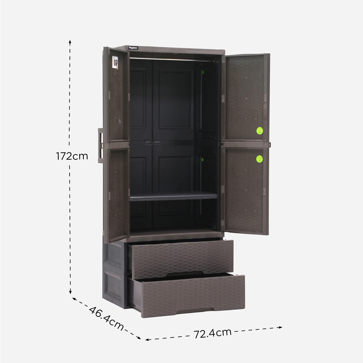 Megabox Boho Wardrobe Cabinet With 2 Drawers MG186RT- Dark brown