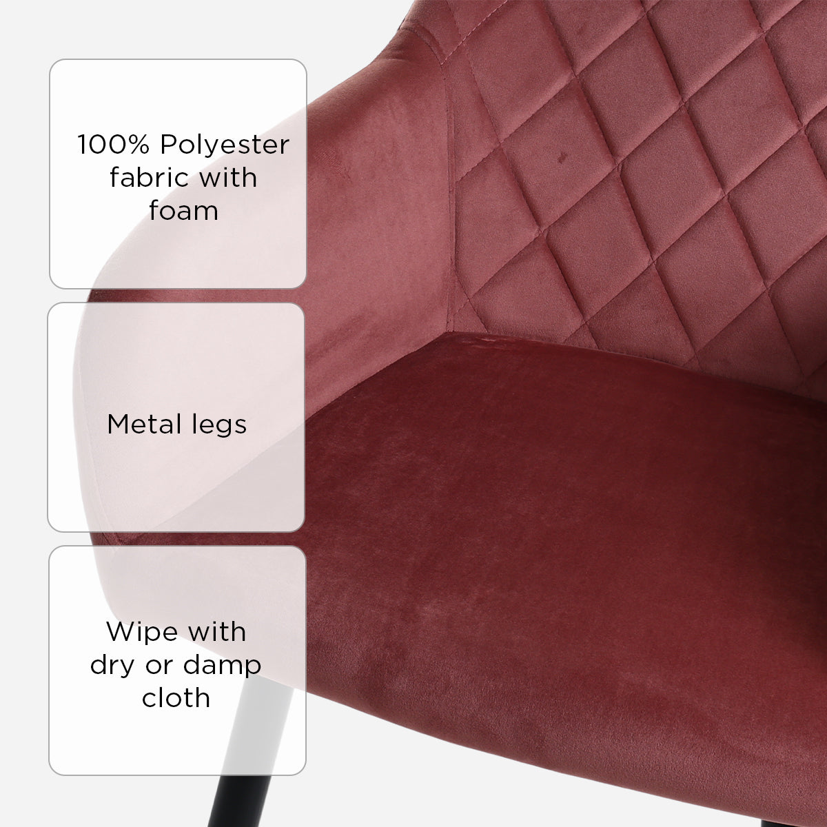 SM Home Monaco Dining Velvet Chair - Smoky Rose