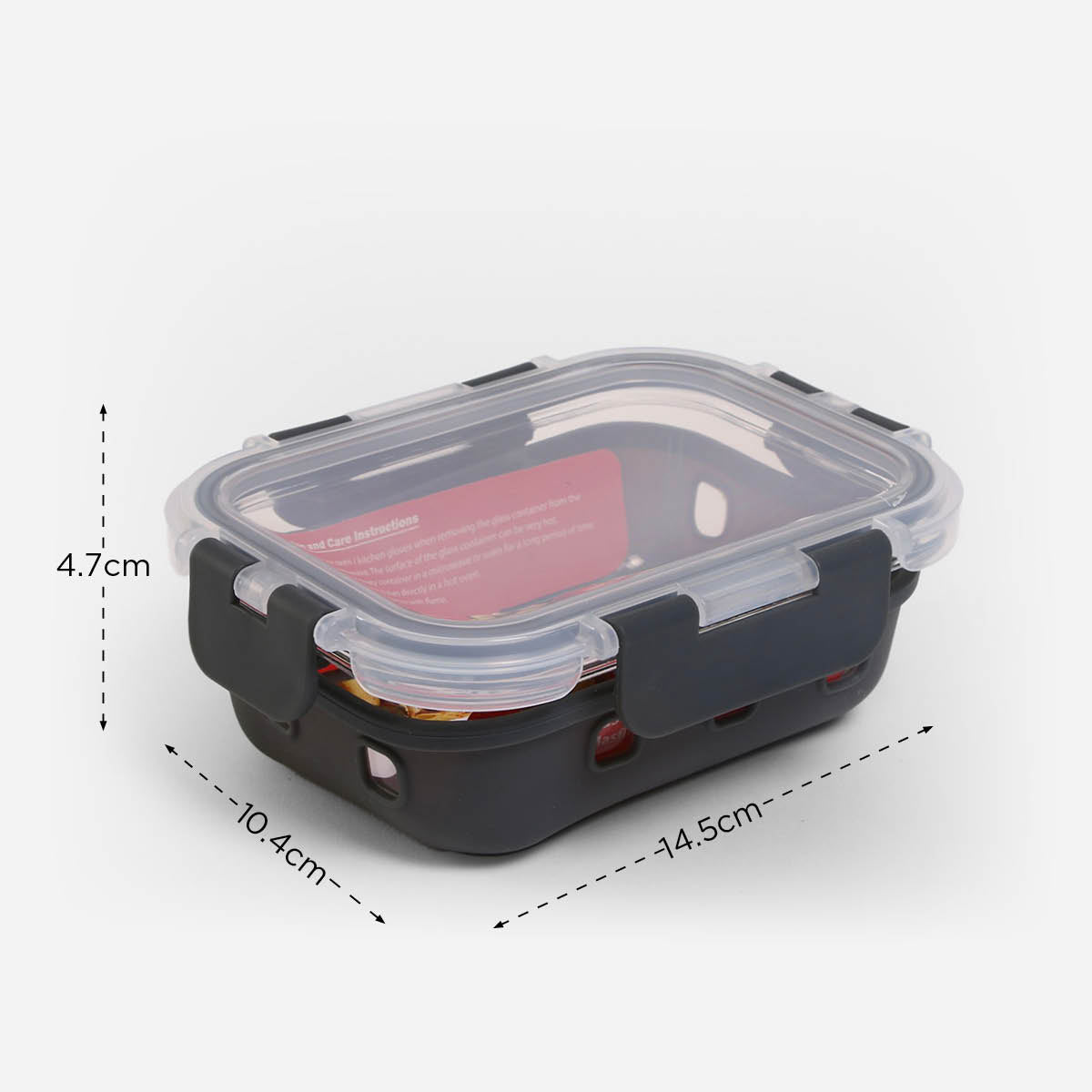 Masflex Rectangular Glass Food Container With Silicone - 370ml