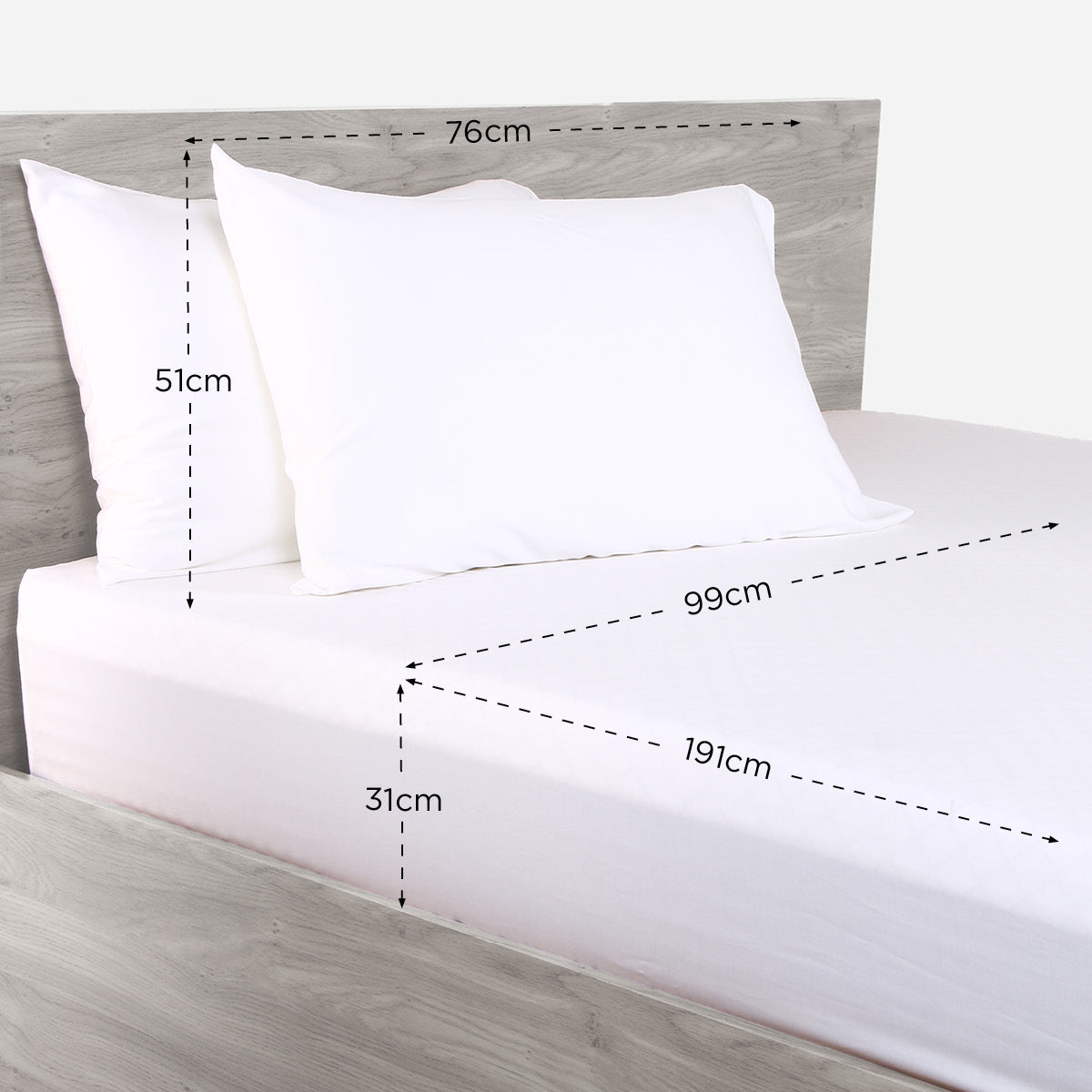 Family Home 3-Piece Naturel Pure White Bedsheet Set - Queen