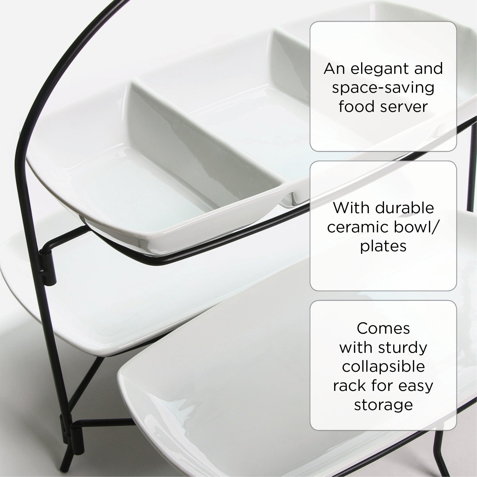 Omega Anselm 3-Tier Rectangular Plate with Collapsible Rack