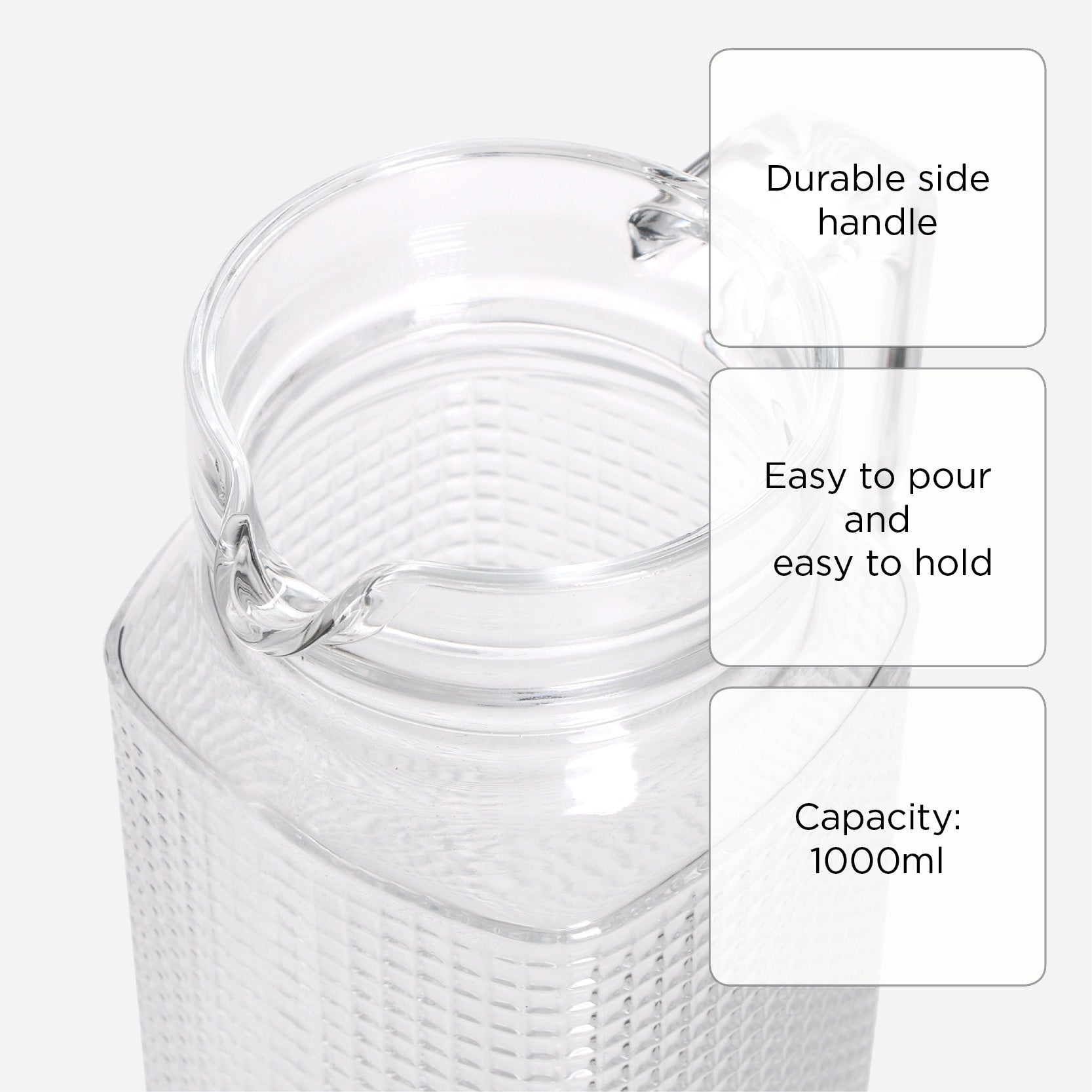 Omega Callan Clear Glass Pitcher - 1L