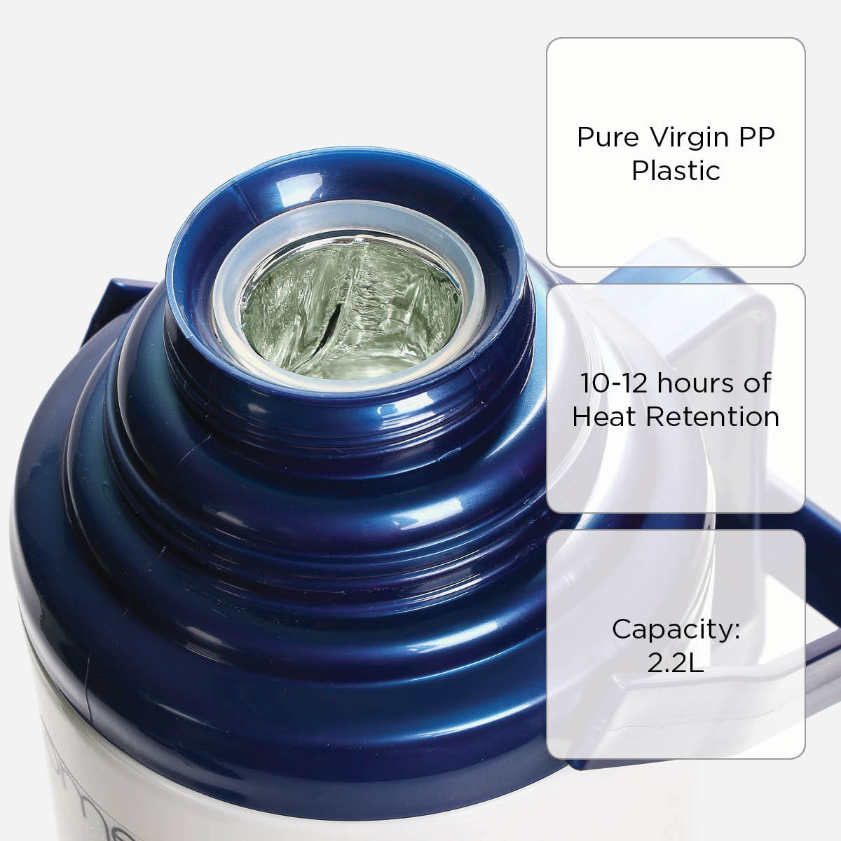 Omega Evian Plastic Vacuum Flask (Blue) - 2.2L