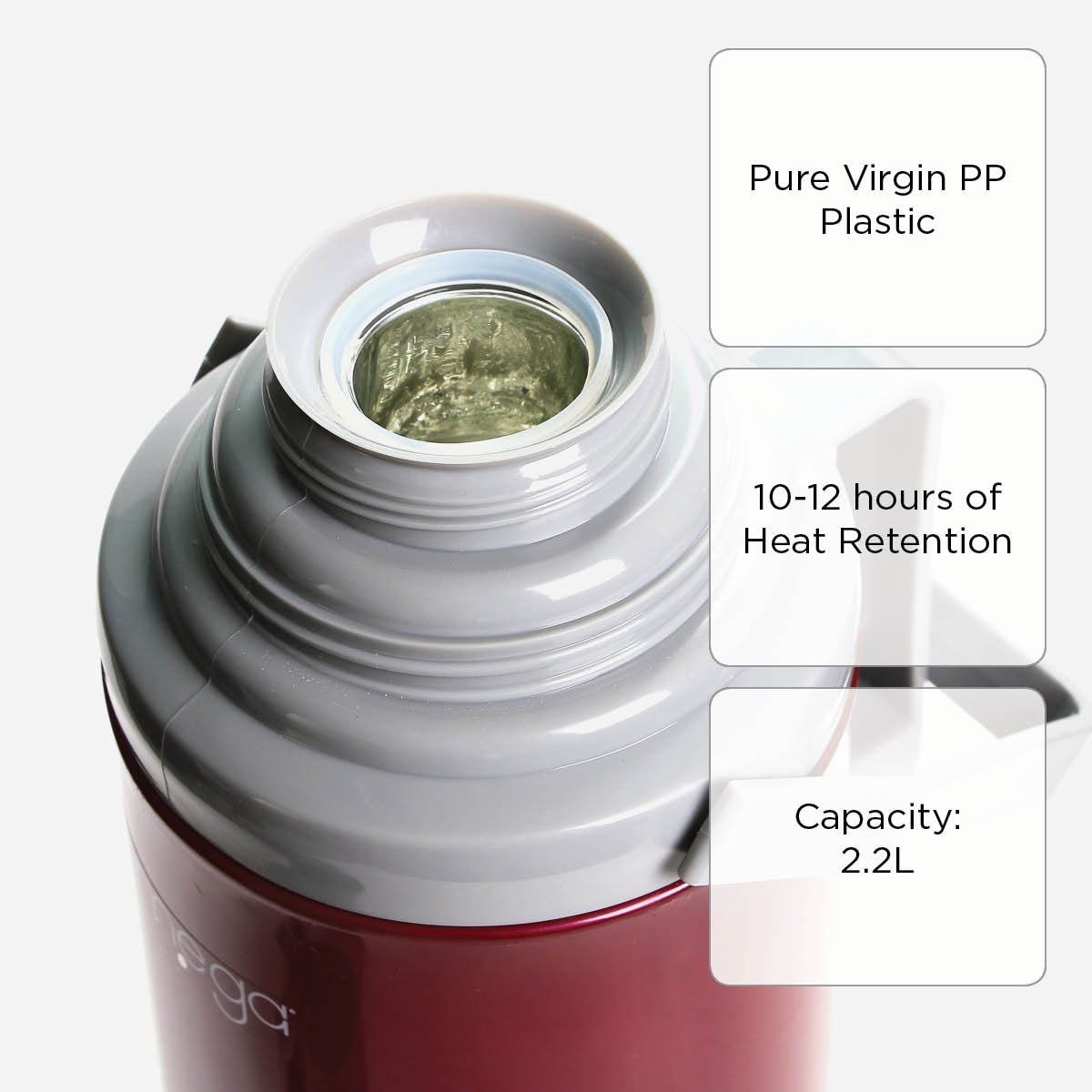 Omega Dylan Plastic Double Cup Vacuum Flask - 2.2L