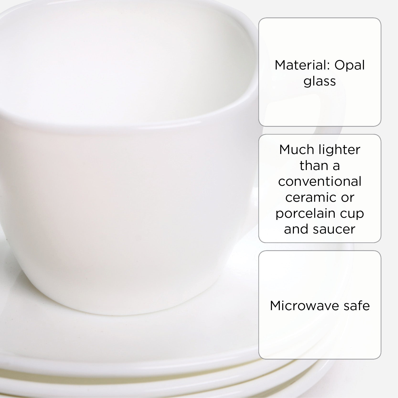 Omega Elara 8-piece Opal Cup and Saucer Set - White