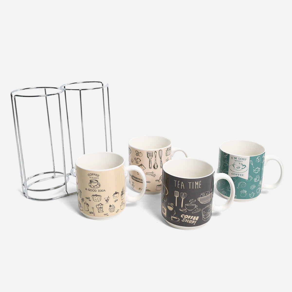 Masflex Set of 4 Newbone Mug with Rack - Vintage