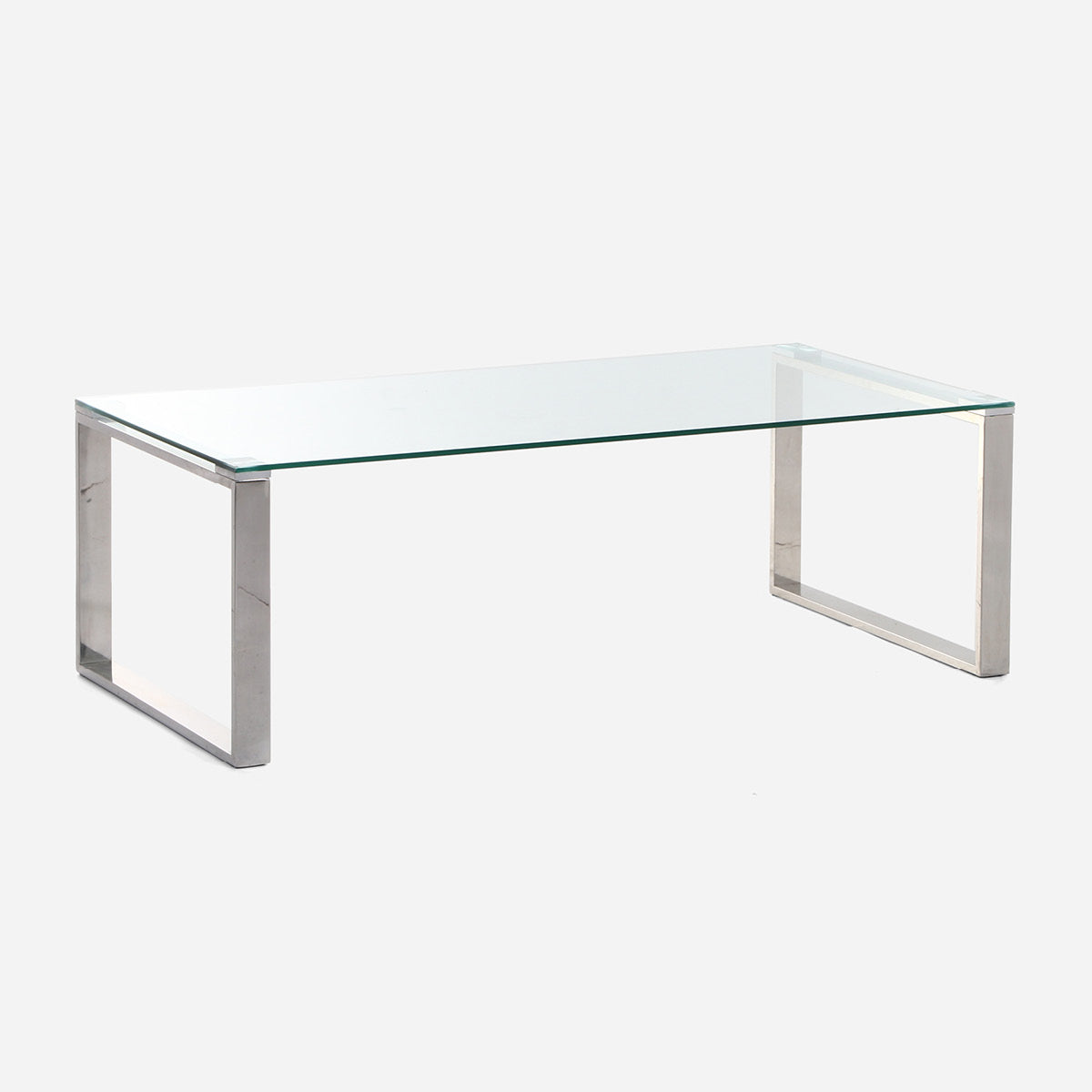 SM Home Pamell Coffee Table SS150A - Clear Glass Top and Metal Legs