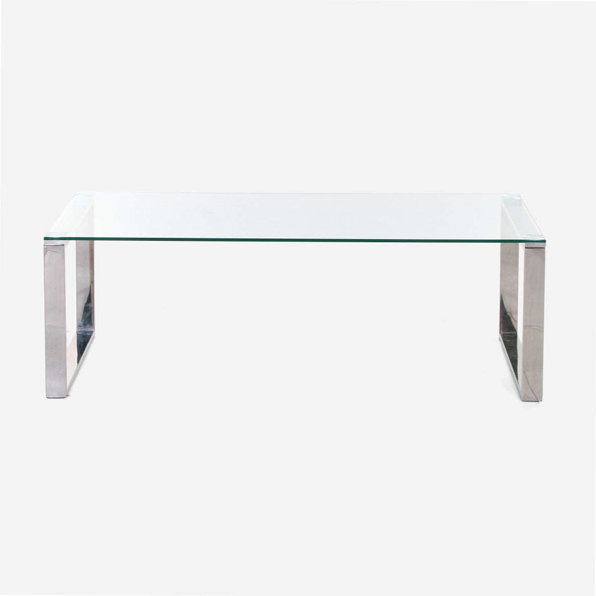 SM Home Pamell Coffee Table SS150A - Clear Glass Top and Metal Legs