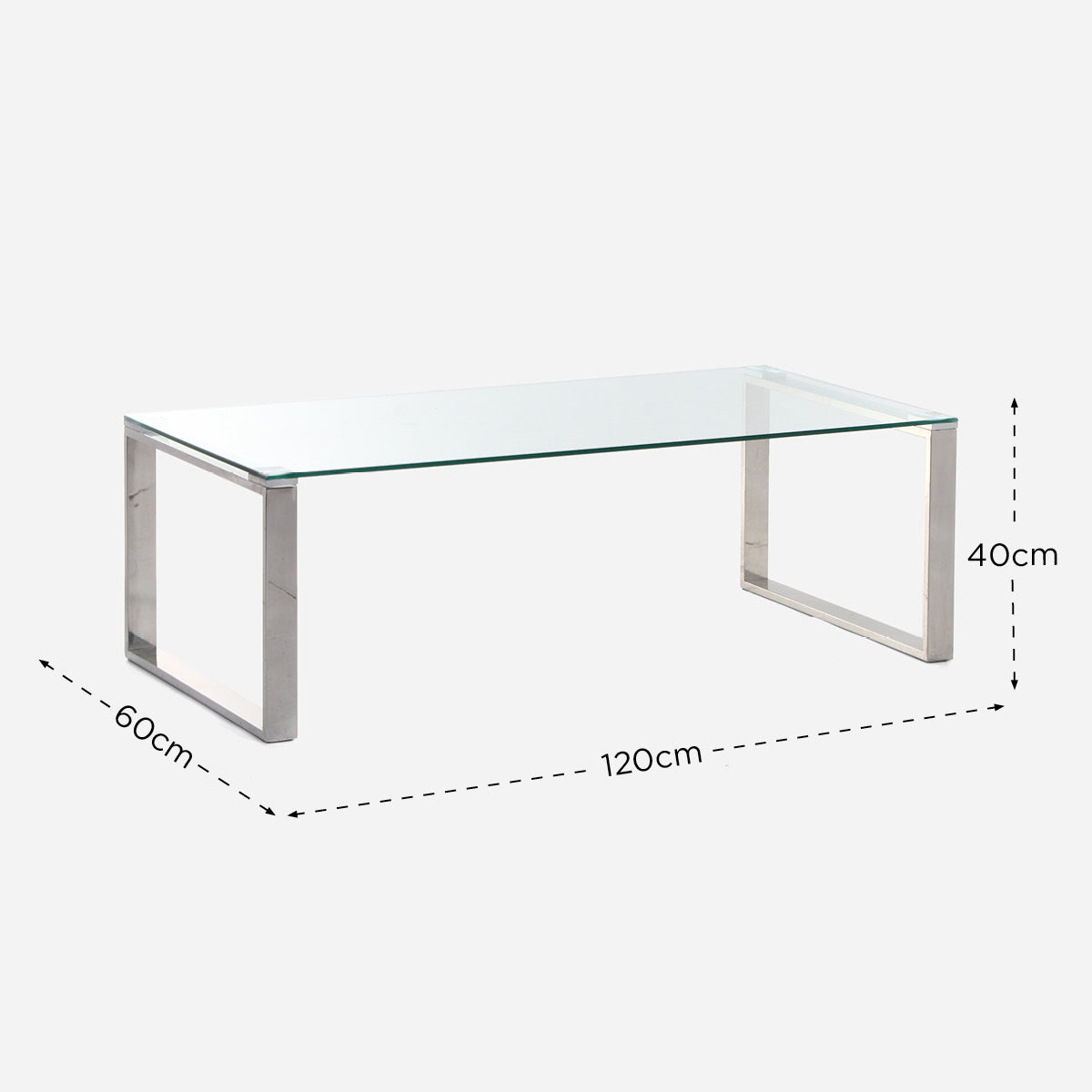 SM Home Pamell Coffee Table SS150A - Clear Glass Top and Metal Legs