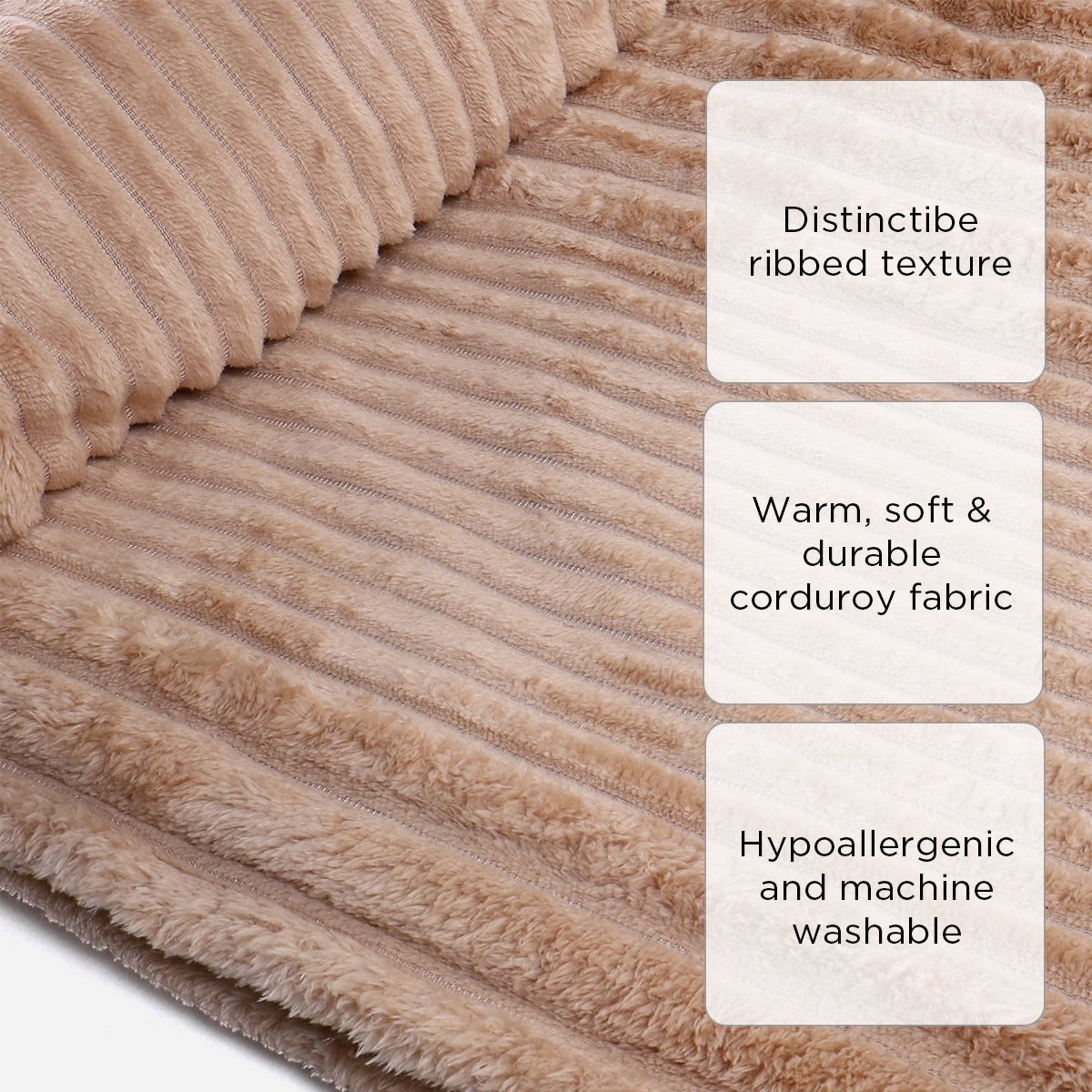 V&E Corduroy Throw Blanket (Khaki) - 60x80in