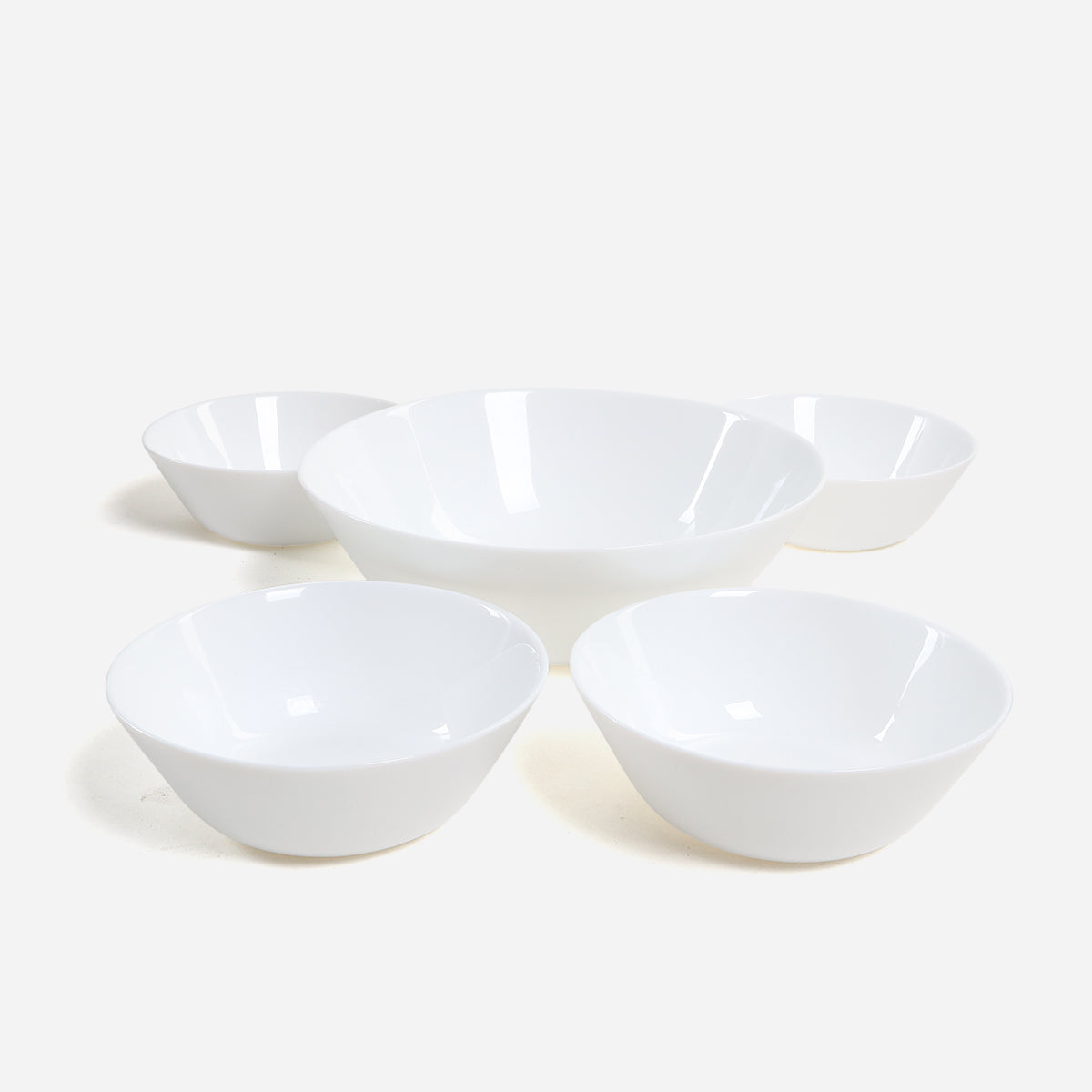 Royal Dine Set of 5 Pearl Opal Salad Bowl - White