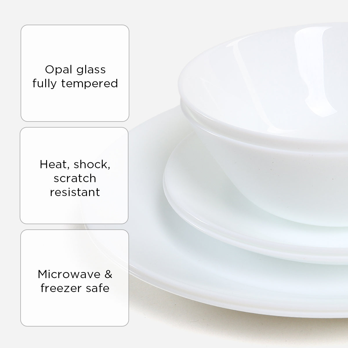 Royal Dine Set of 6 Ivory Opal Dinner Set - White