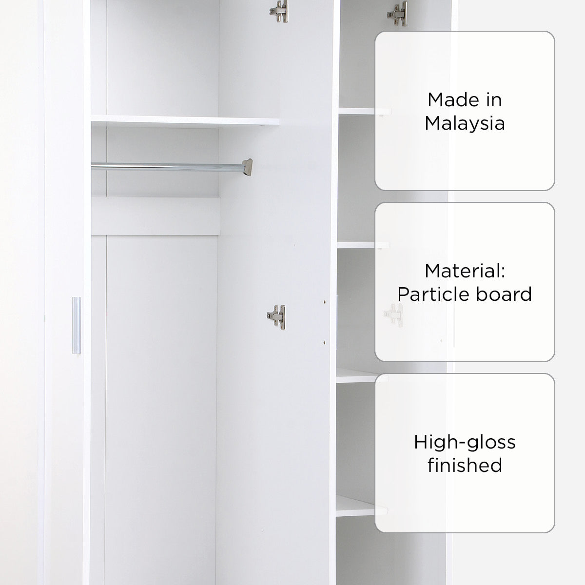 SM Home Trend Duco 3 Door Wardrobe - White