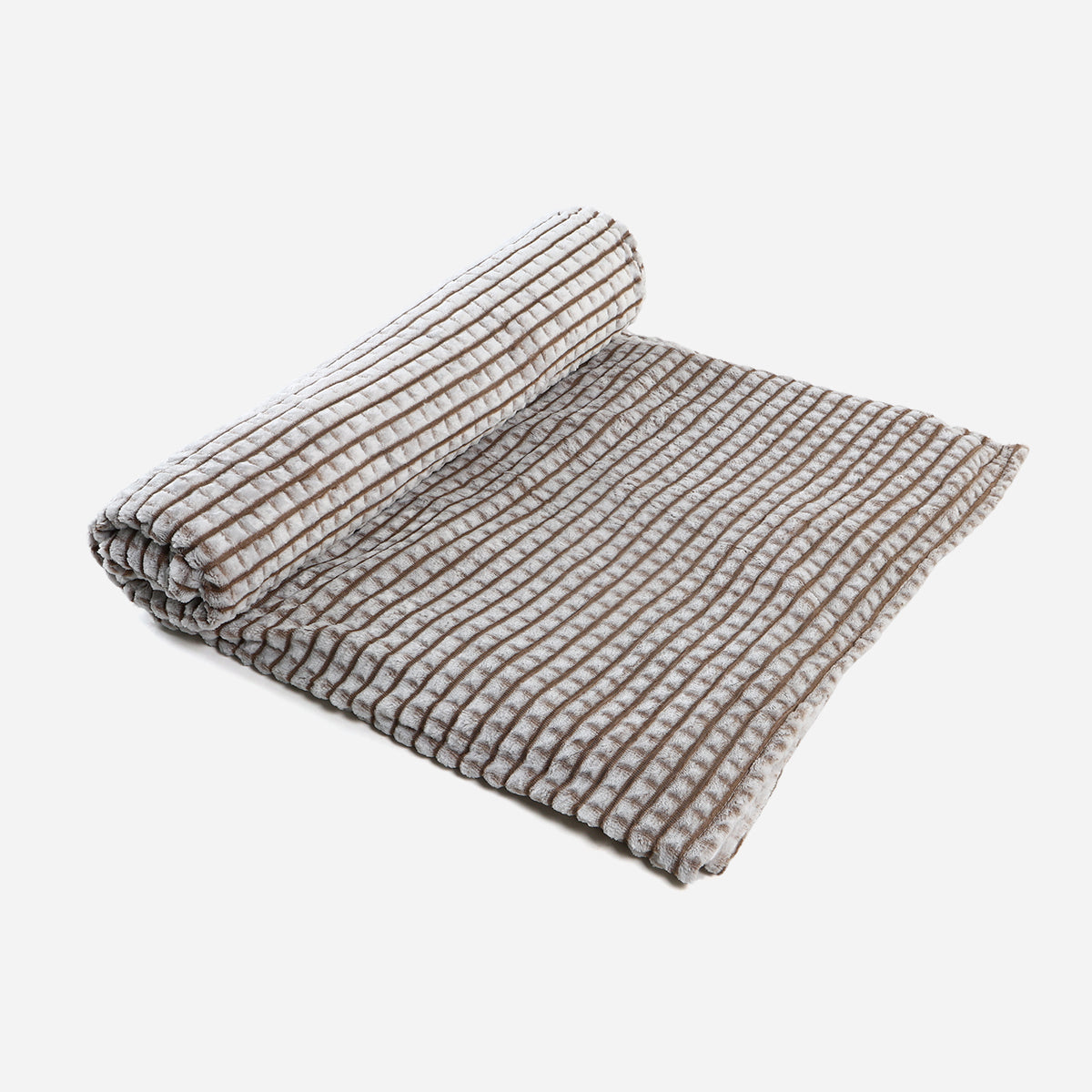 V&E Waffle Fleece Blanket (Blue/Brown) - 80x90in