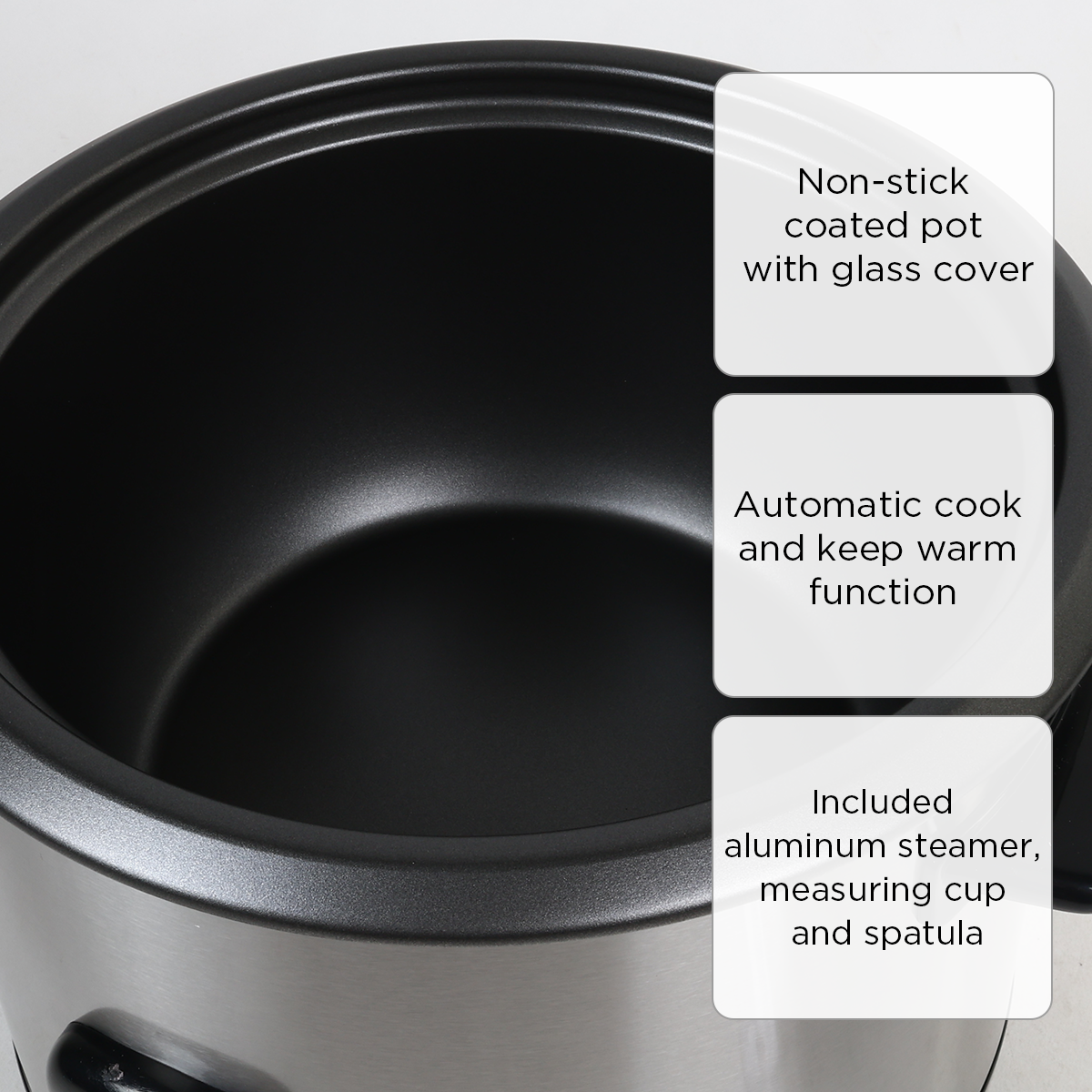 3D Rice Cooker with Steamer and Glass Lid MF10C - 1.8L
