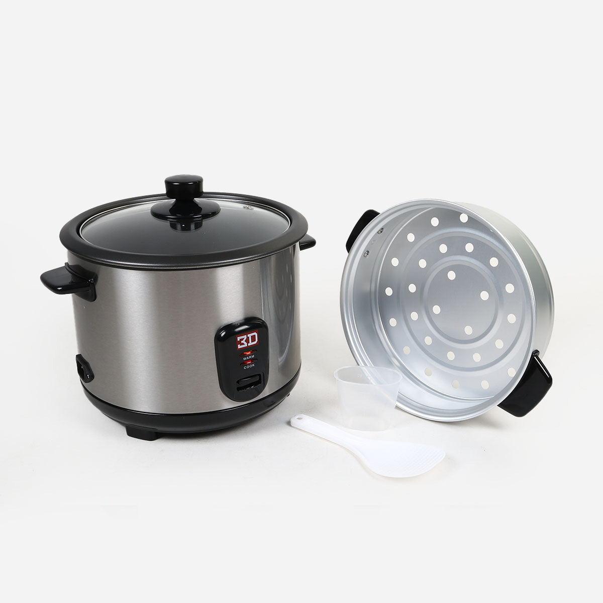 3D Rice Cooker with Steamer and Glass Lid MF10C - 1.8L