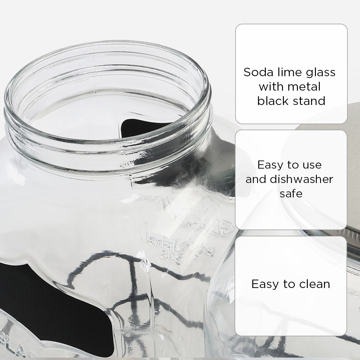 SM Home 2 pieces Glass Beverage Jar with Metal Lid - 4L