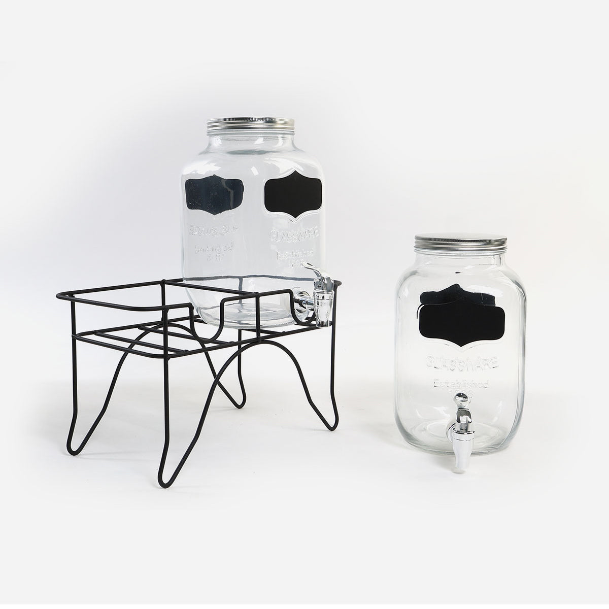 SM Home 2 pieces Glass Beverage Jar with Metal Lid - 4L