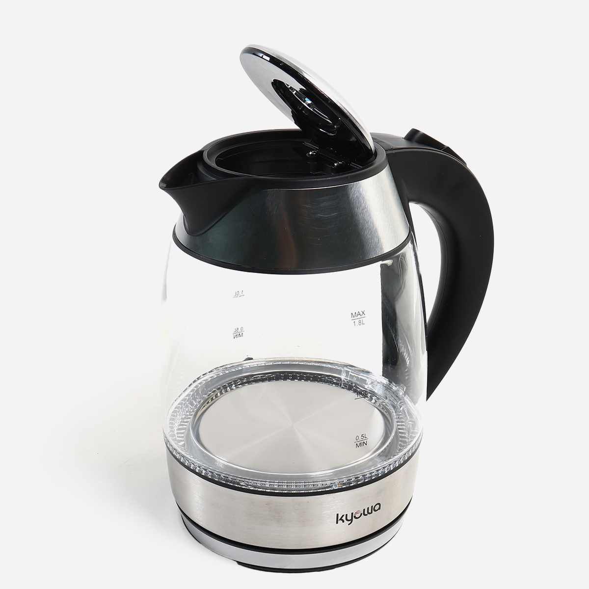 Kyowa KW-1382 Electric Glass Kettle 1.8L - Silver/Black