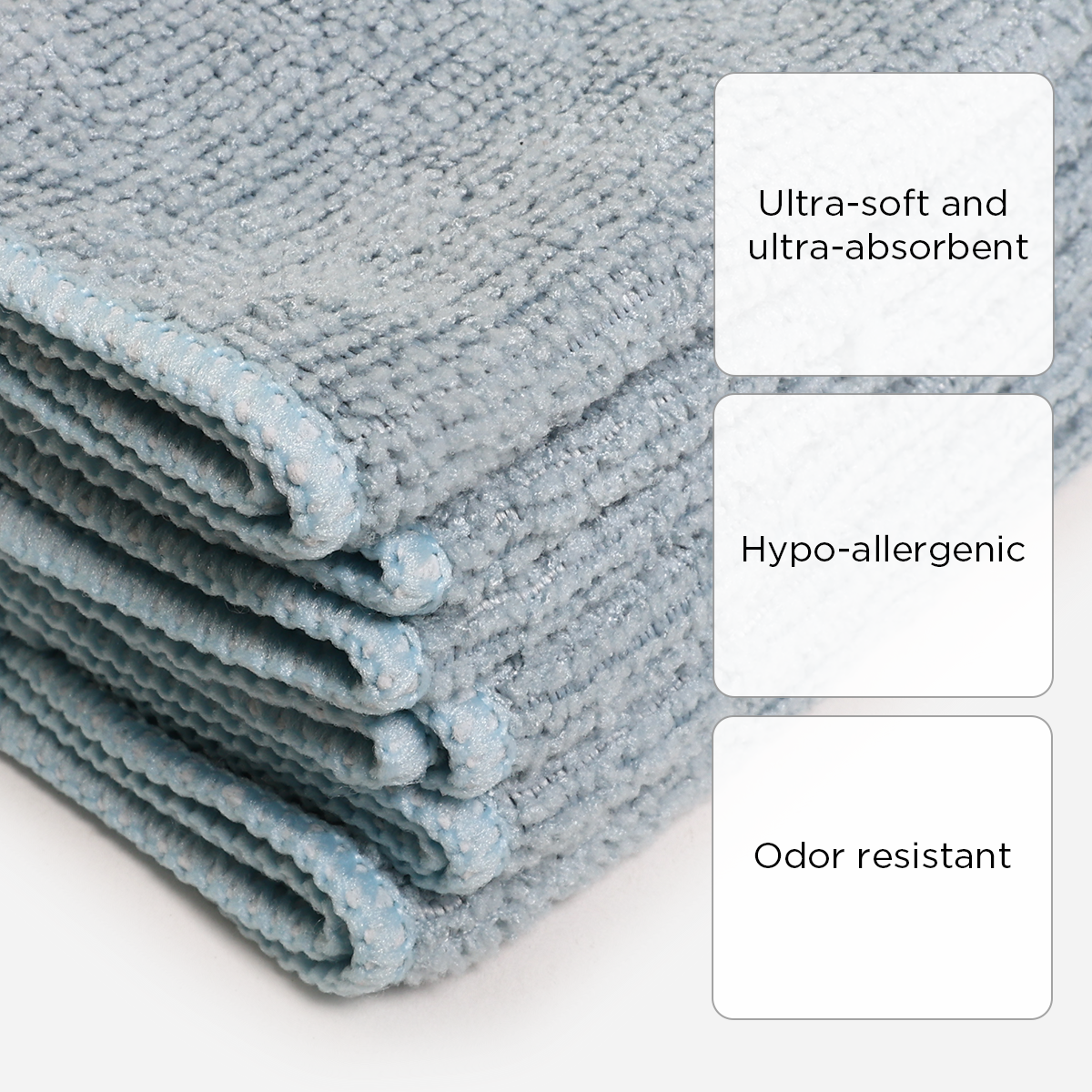 SM Home Set of 6 Microfiber Face Towels - Blue Gray