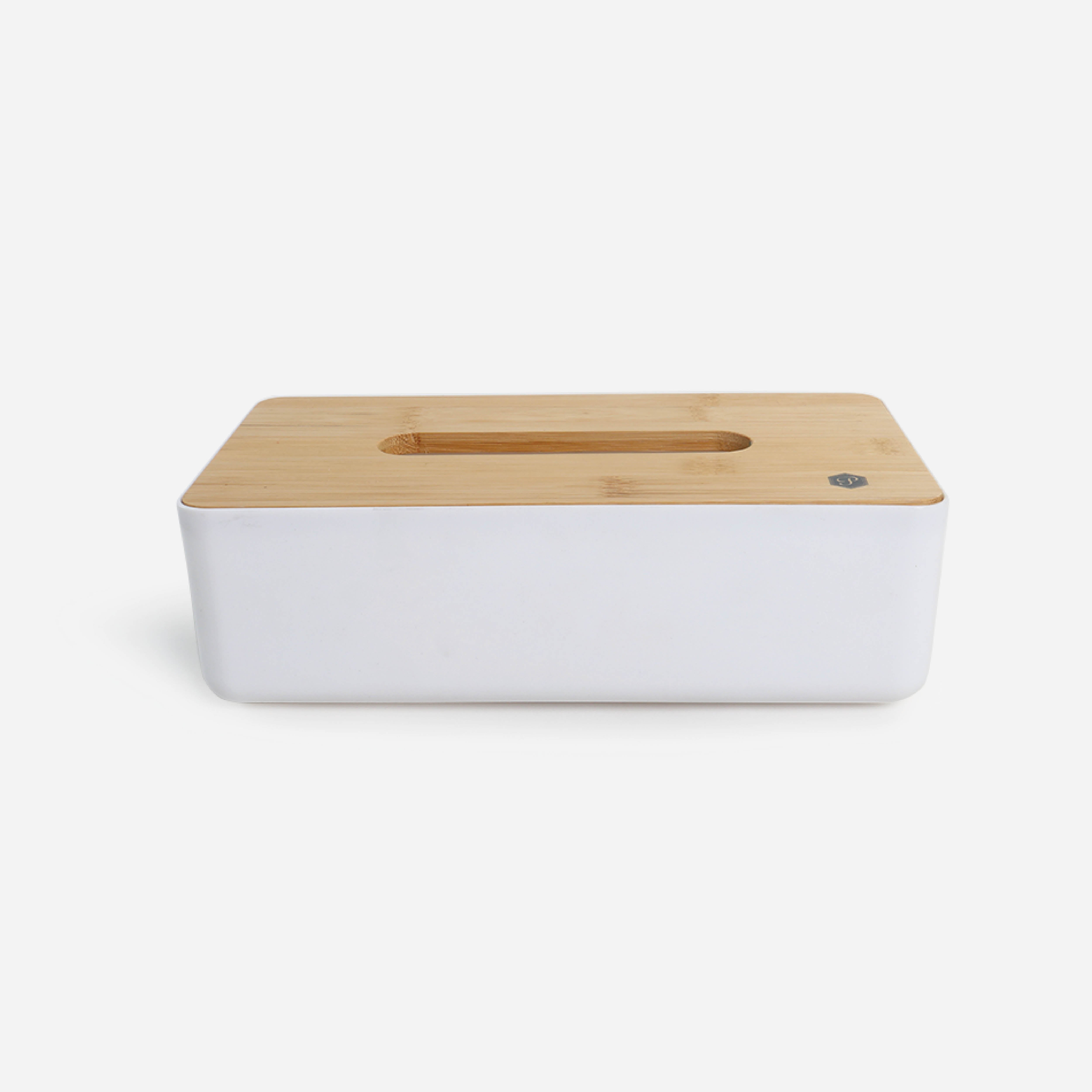 Primeo Bamboo Tissue Box - White
