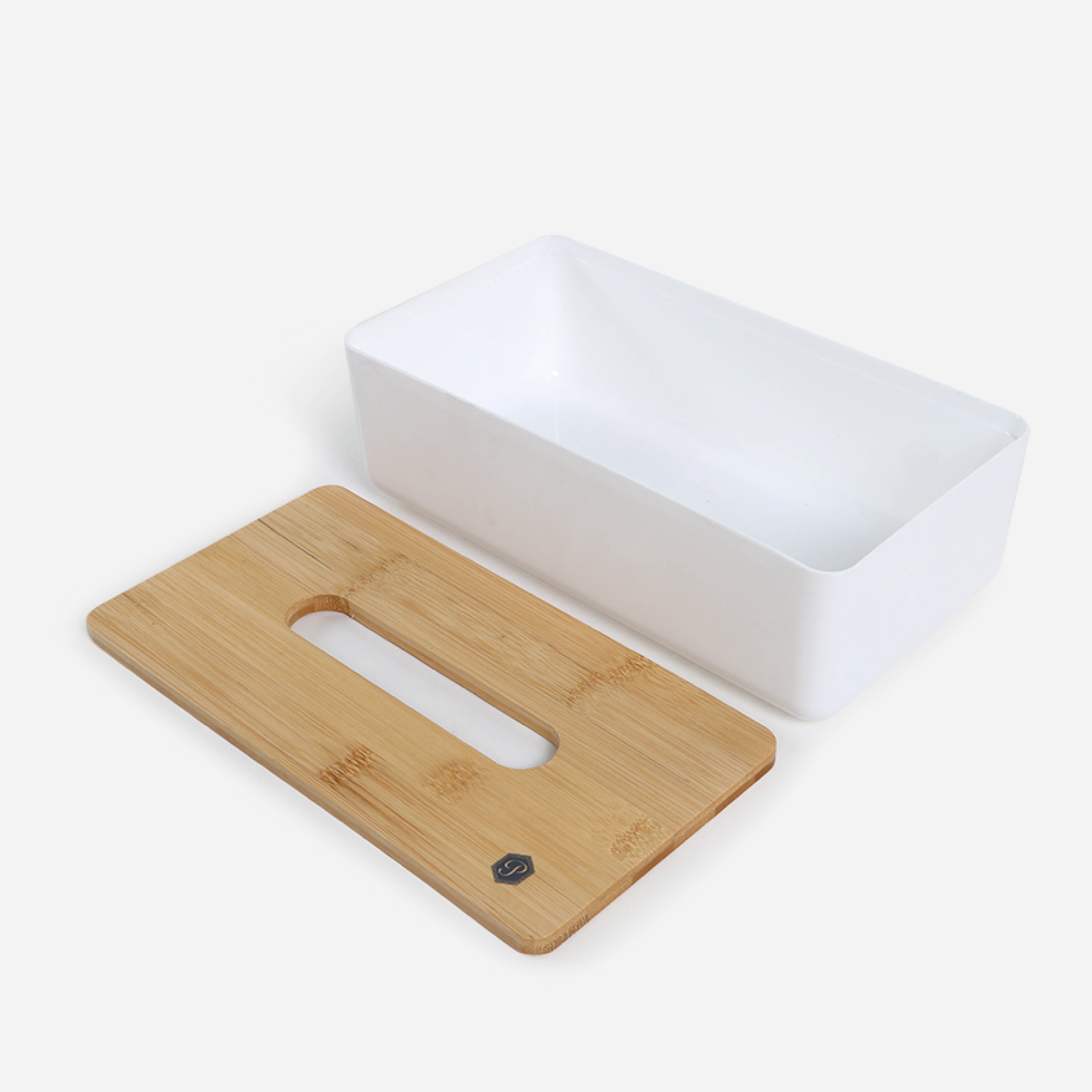 Primeo Bamboo Tissue Box - White