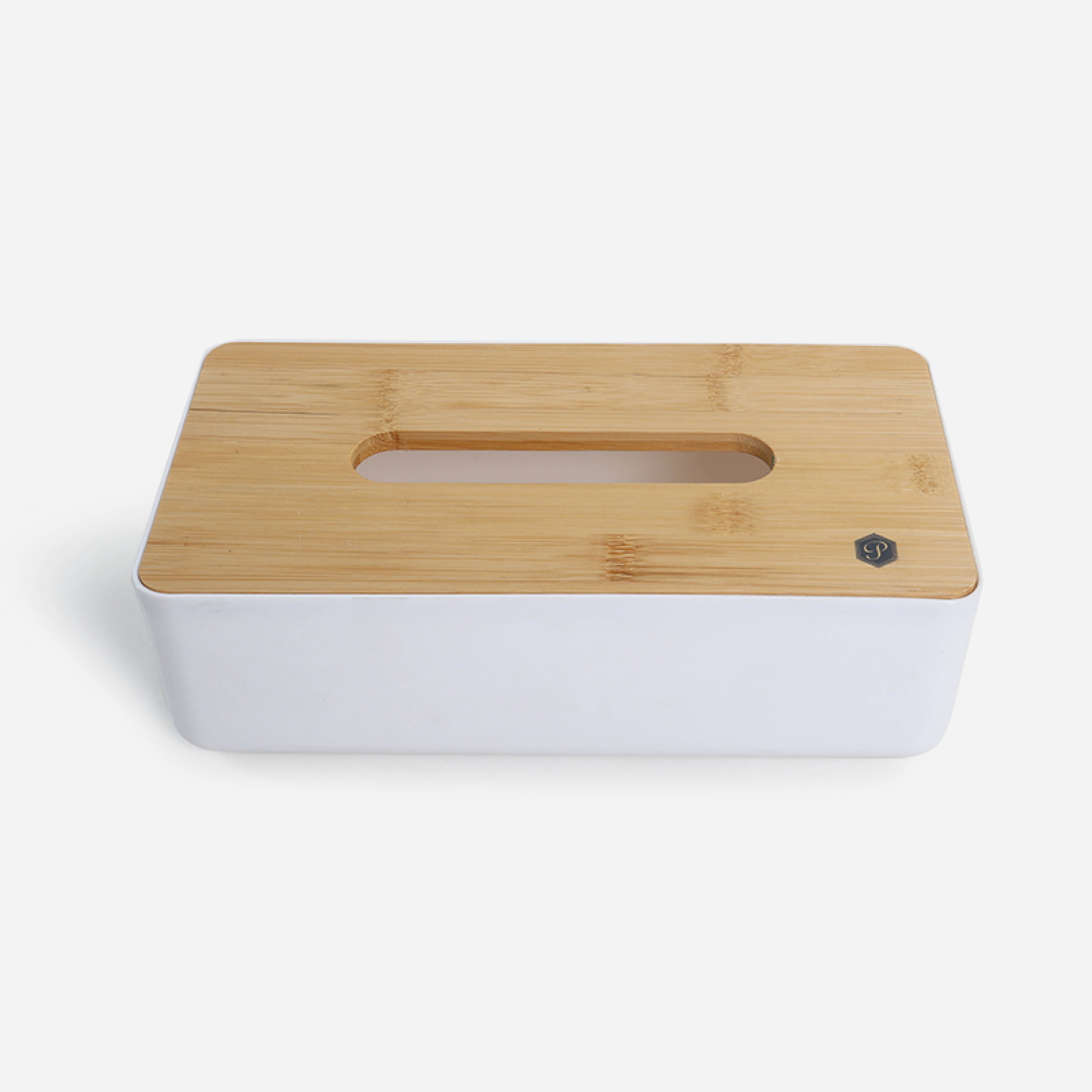 Primeo Bamboo Tissue Box - White