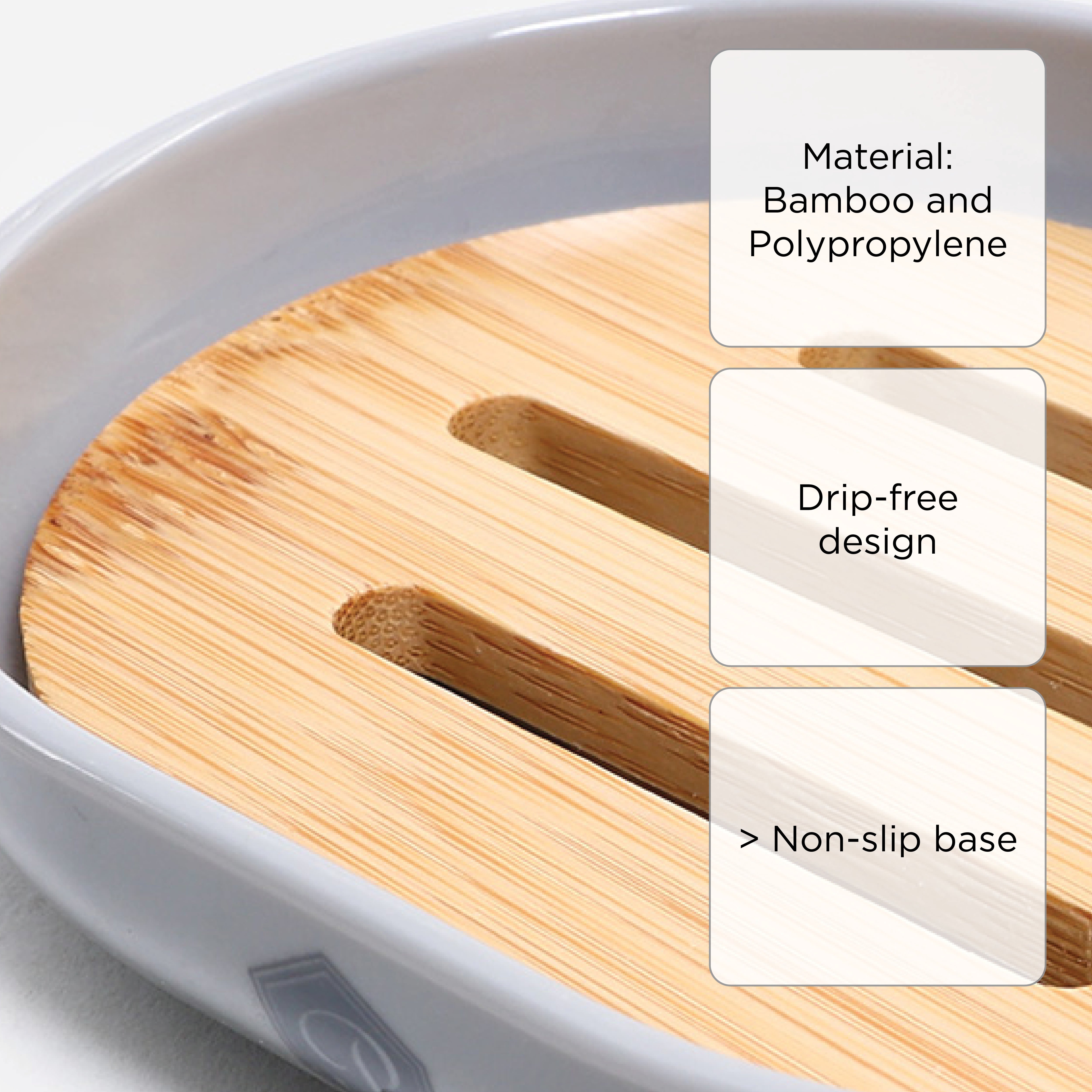 Primeo Bamboo Soap Dish - Gray