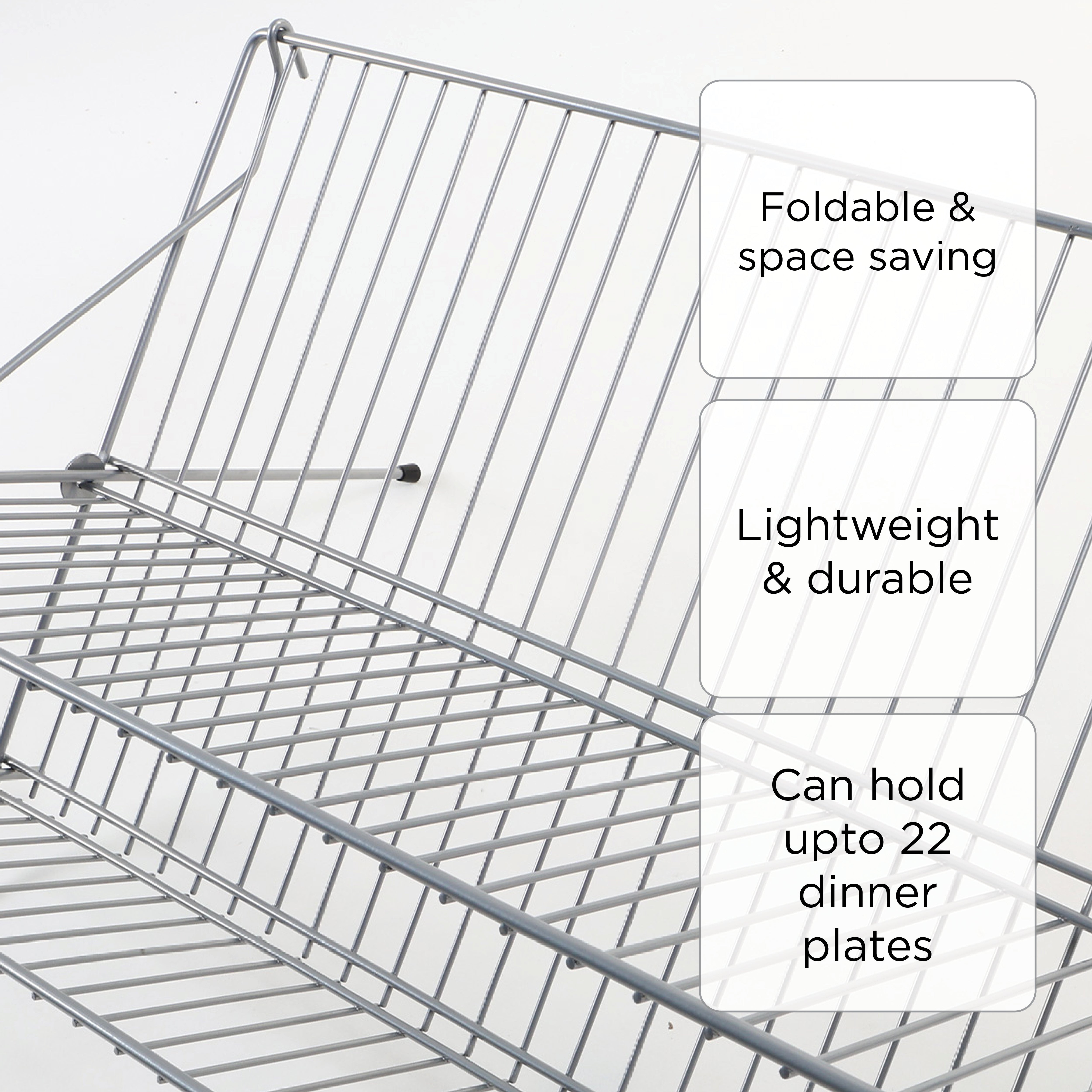 Hosh Metal Dish Rack  - Silver Gray