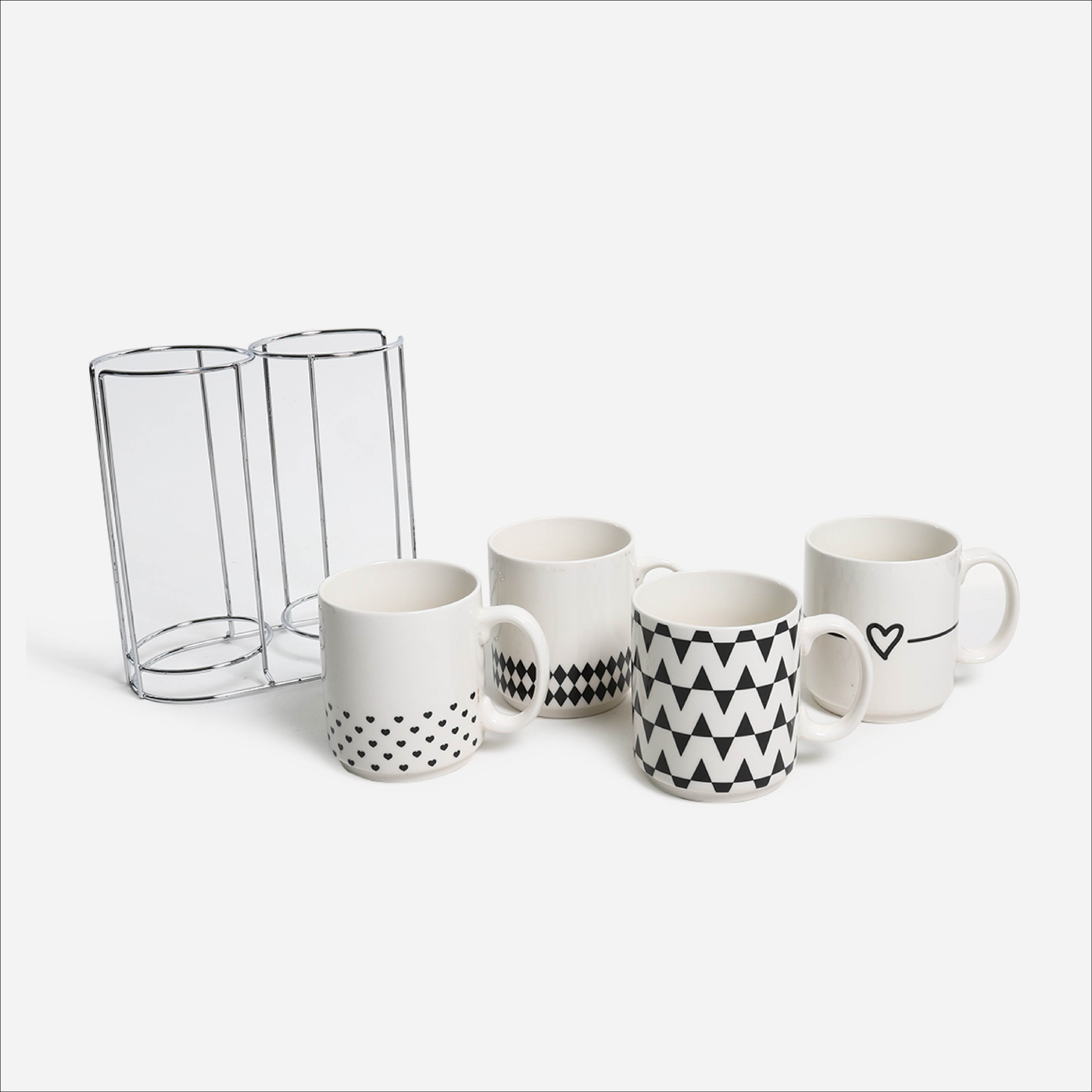 Masflex Set of 4 Aztec Mugs with Rack