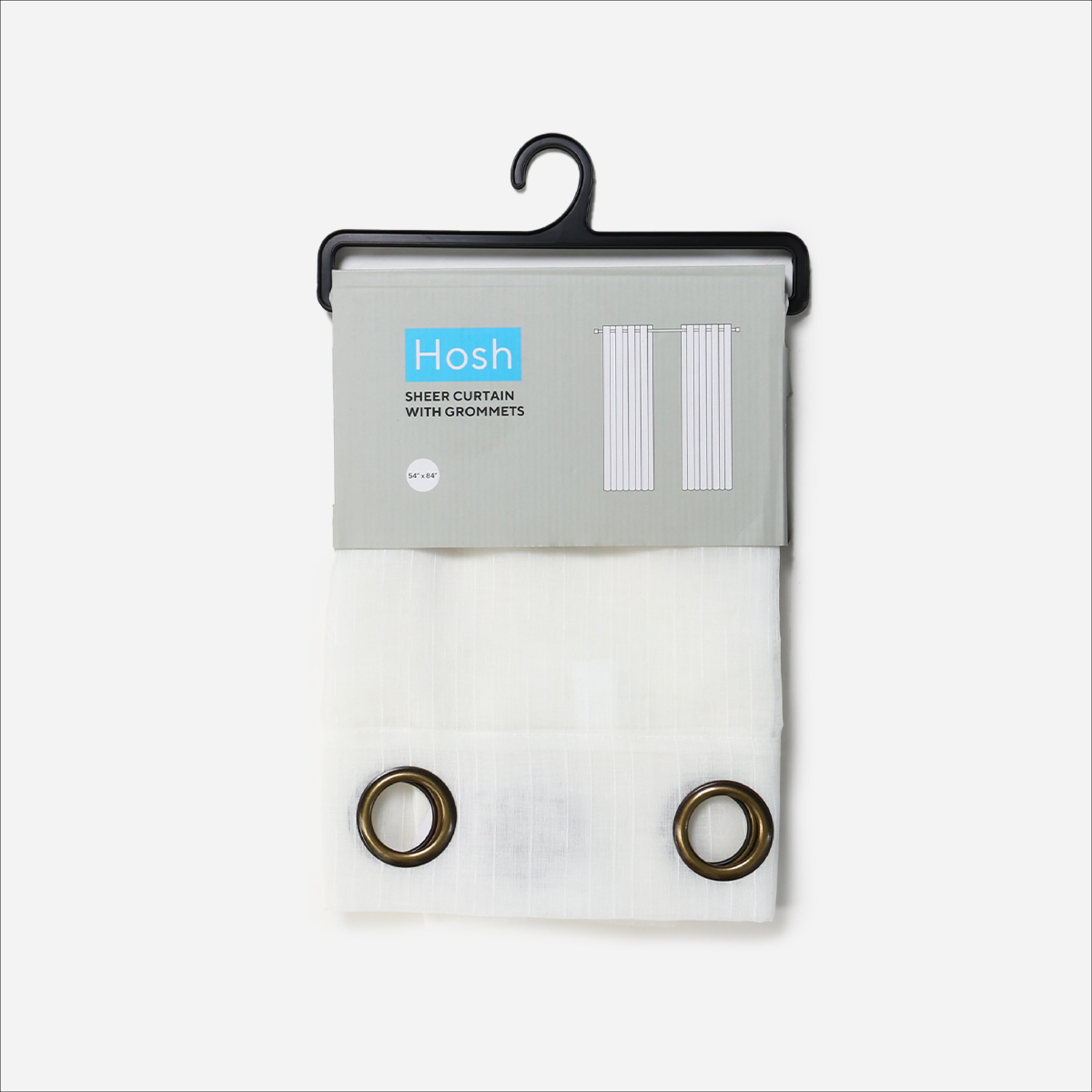 Hosh Grommet Sheet Curtains (White) - 54x84in