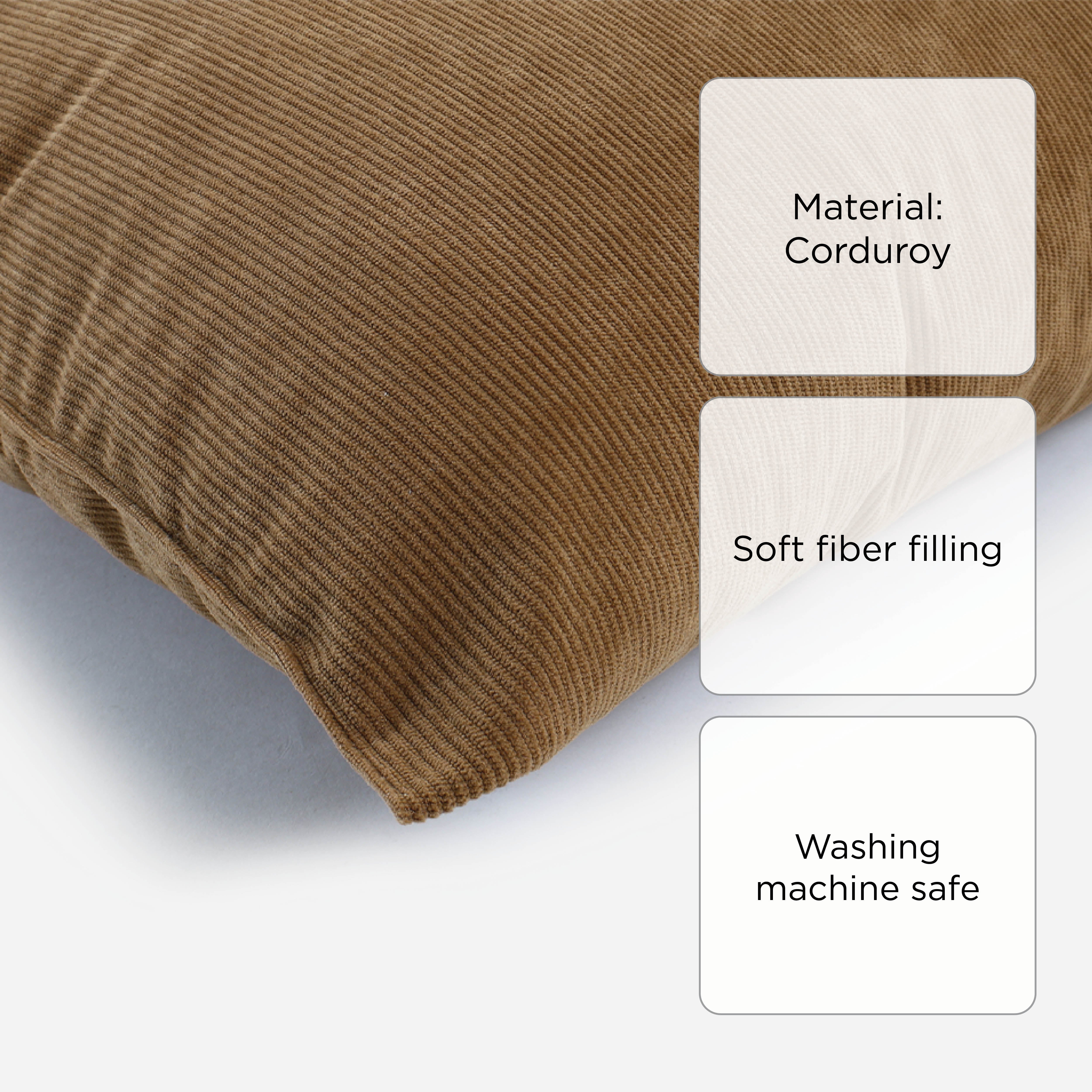 SM Home Corduroy Throw Pillow (Beige) - 18x18in