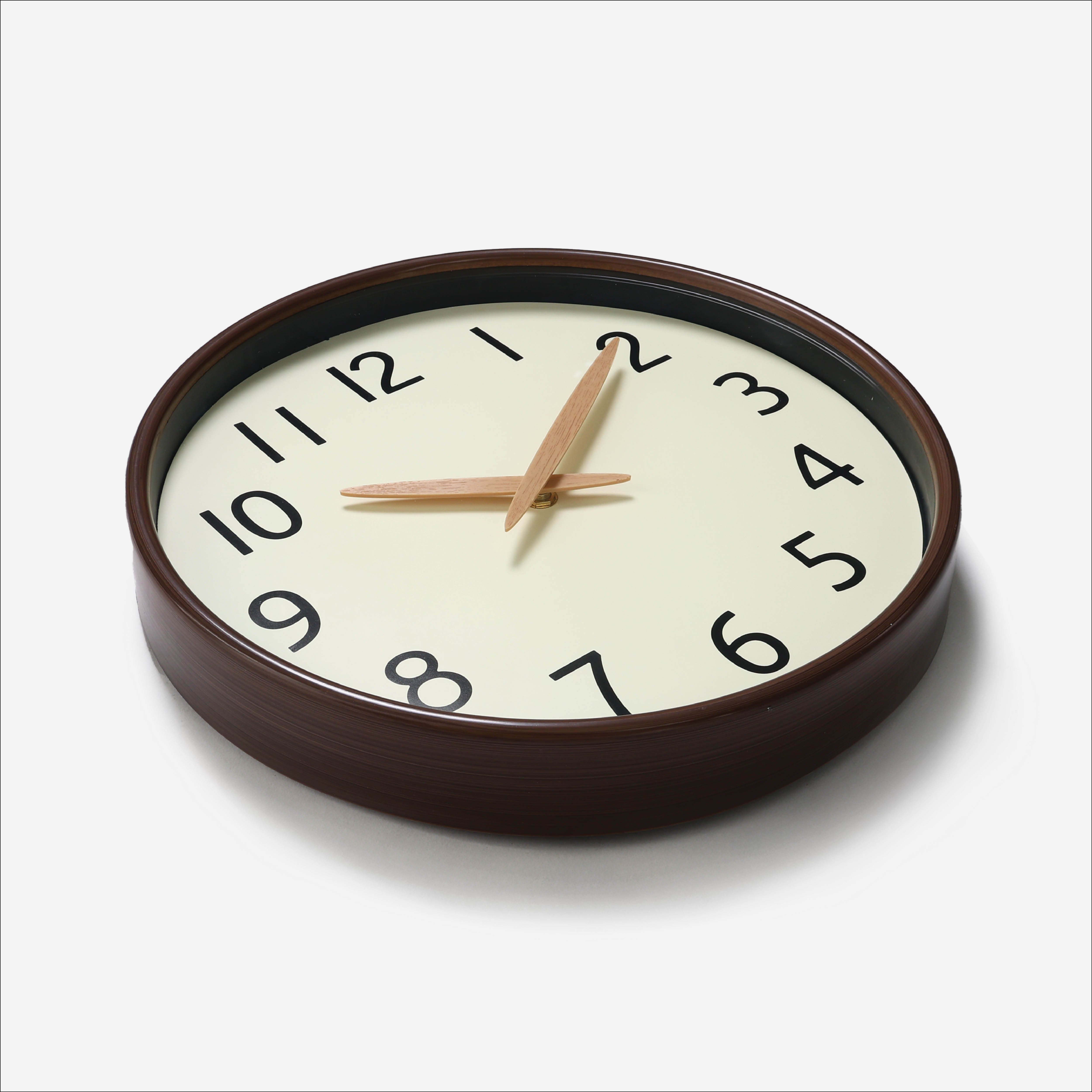 Hosh Round Wall Clock With Wooden Hand EG6911DL - Dark Wood