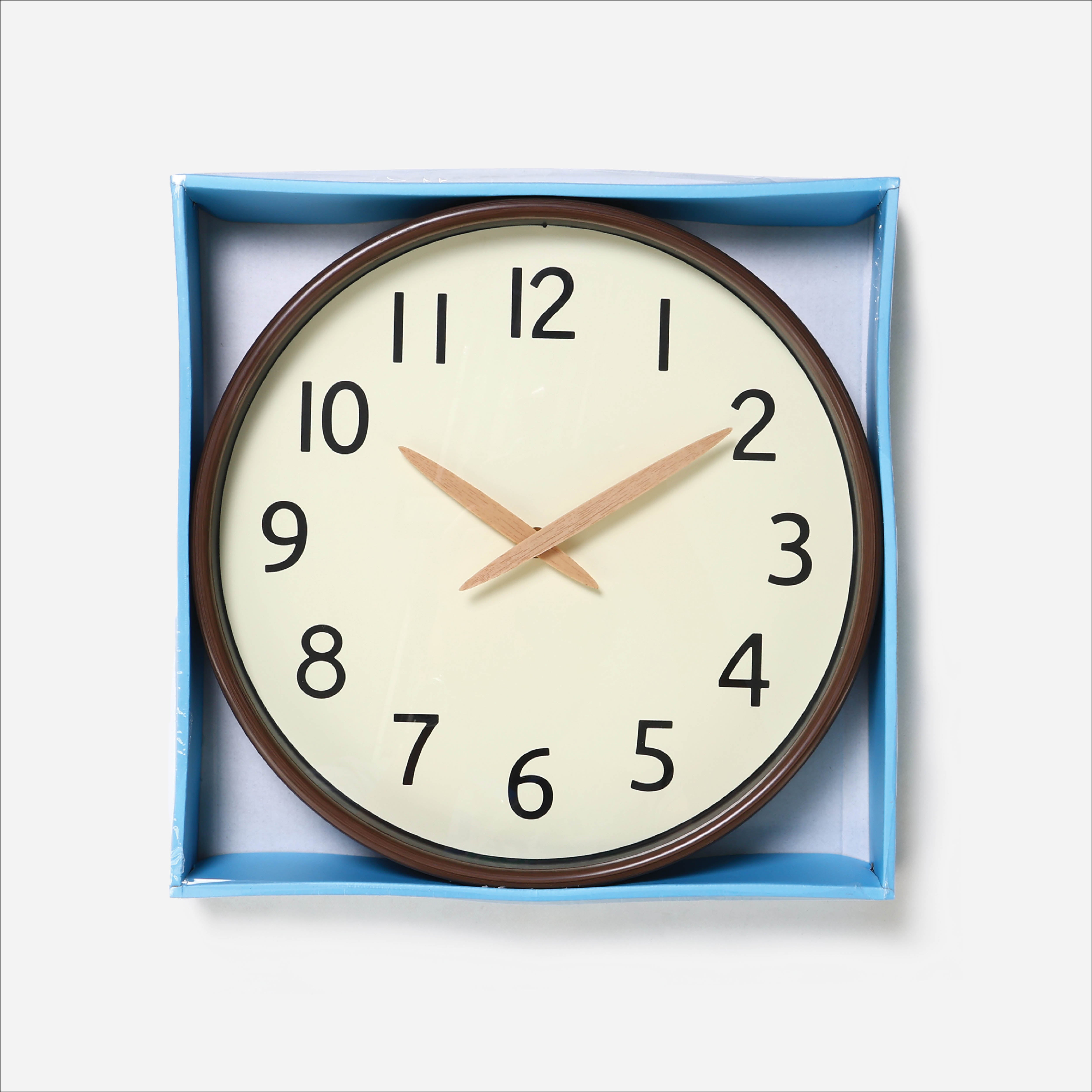 Hosh Round Wall Clock With Wooden Hand EG6911DL - Dark Wood