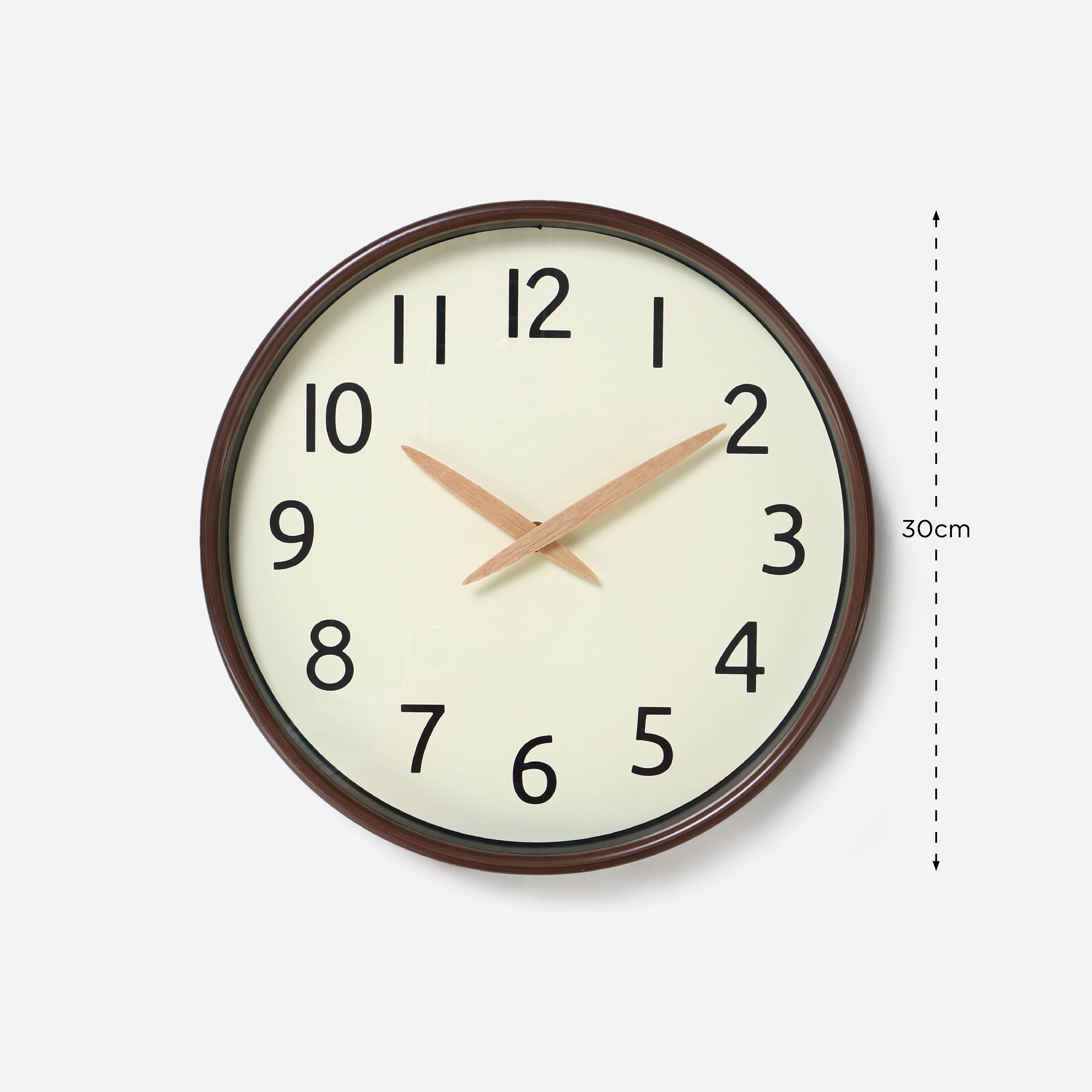 Hosh Round Wall Clock With Wooden Hand EG6911DL - Dark Wood