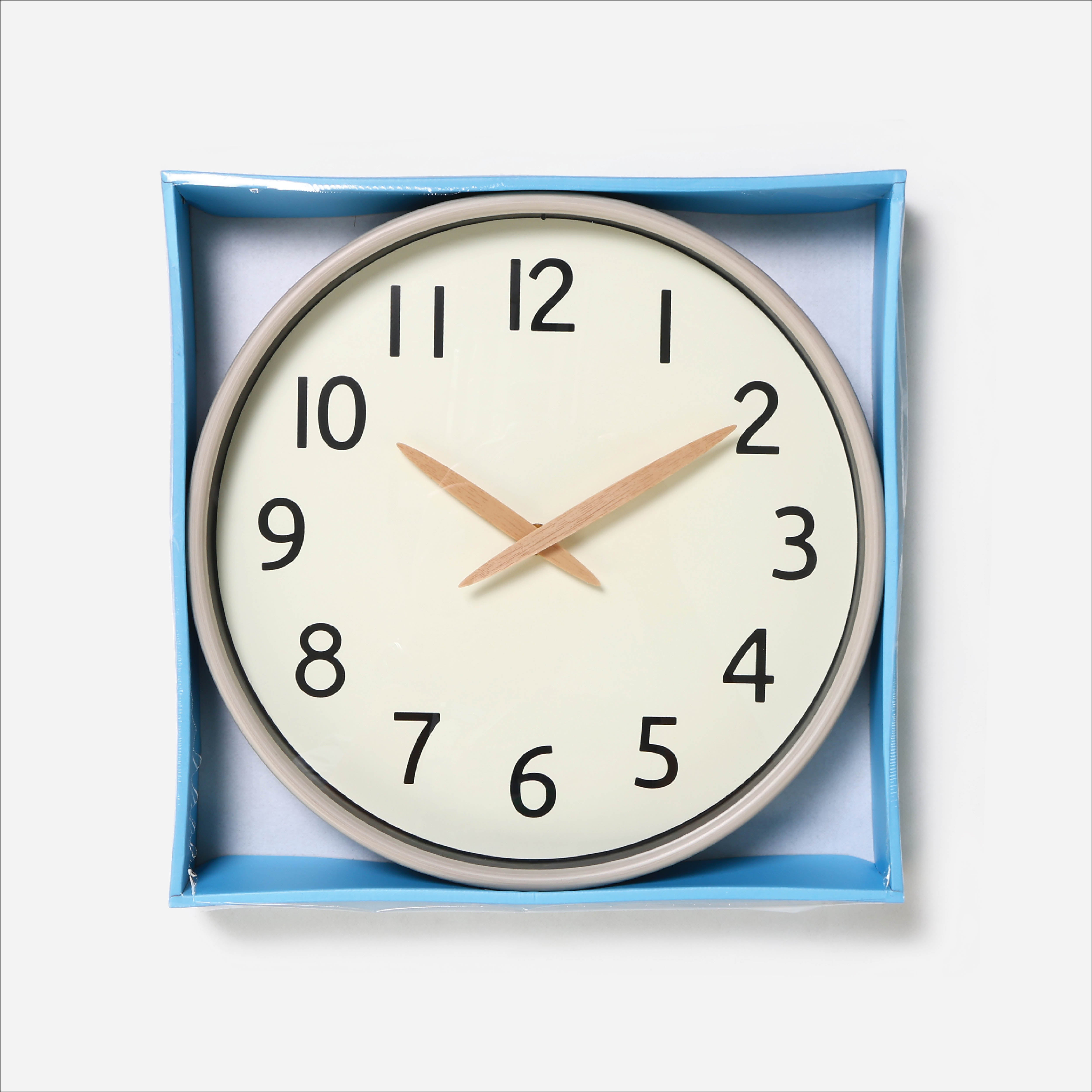 Hosh Round Wall Clock With Wooden Hand EG6911DL - White
