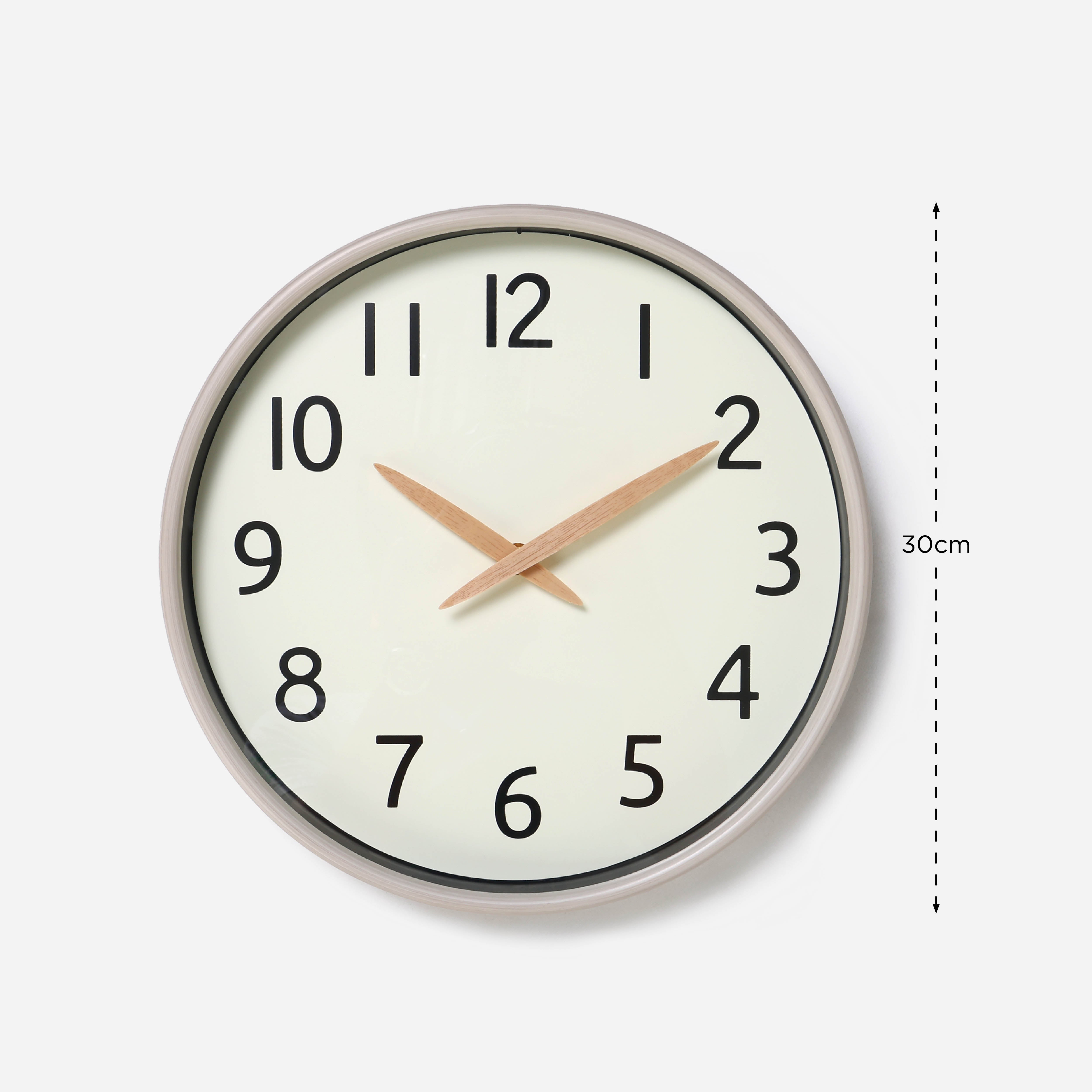 Hosh Round Wall Clock With Wooden Hand EG6911DL - White