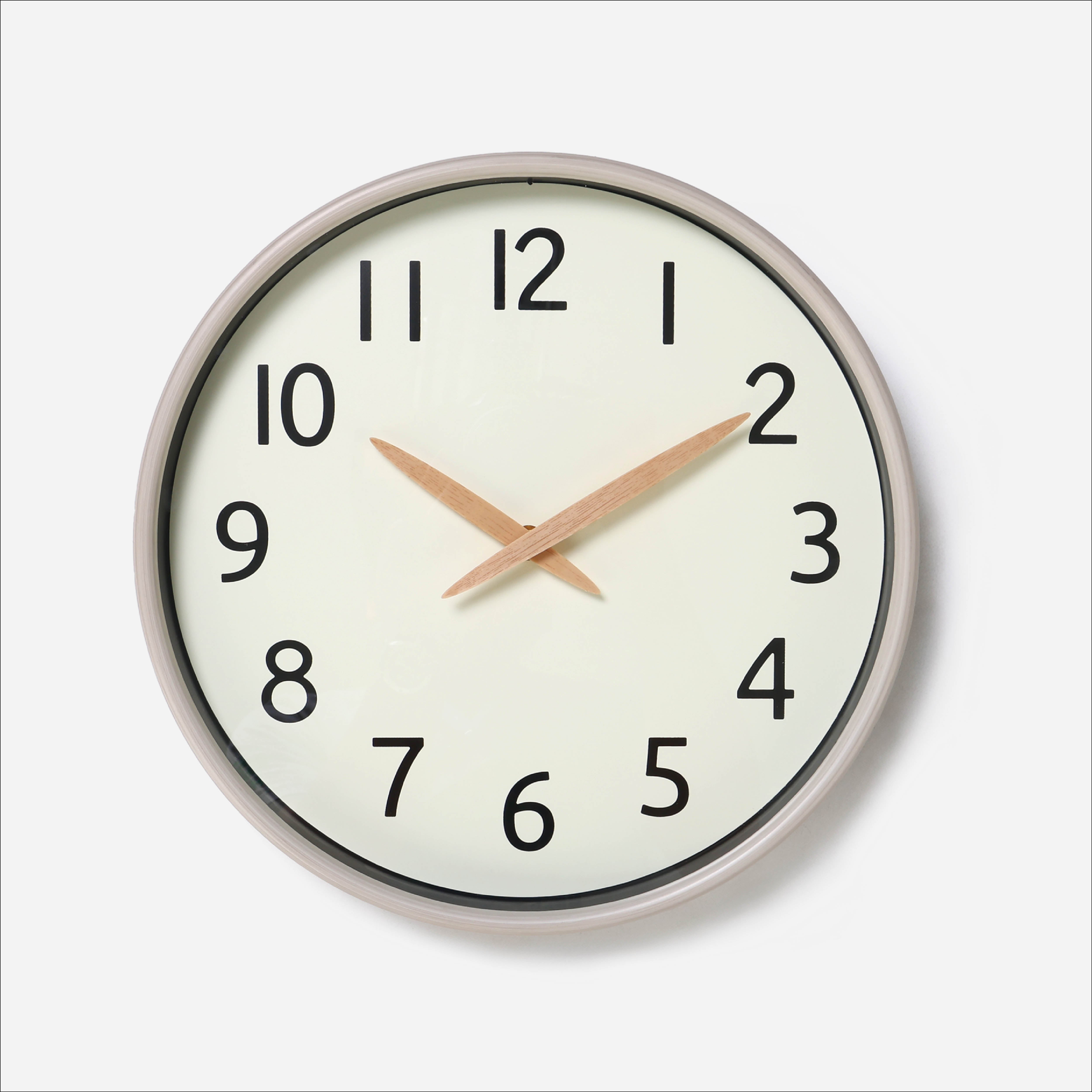 Hosh Round Wall Clock With Wooden Hand EG6911DL - White