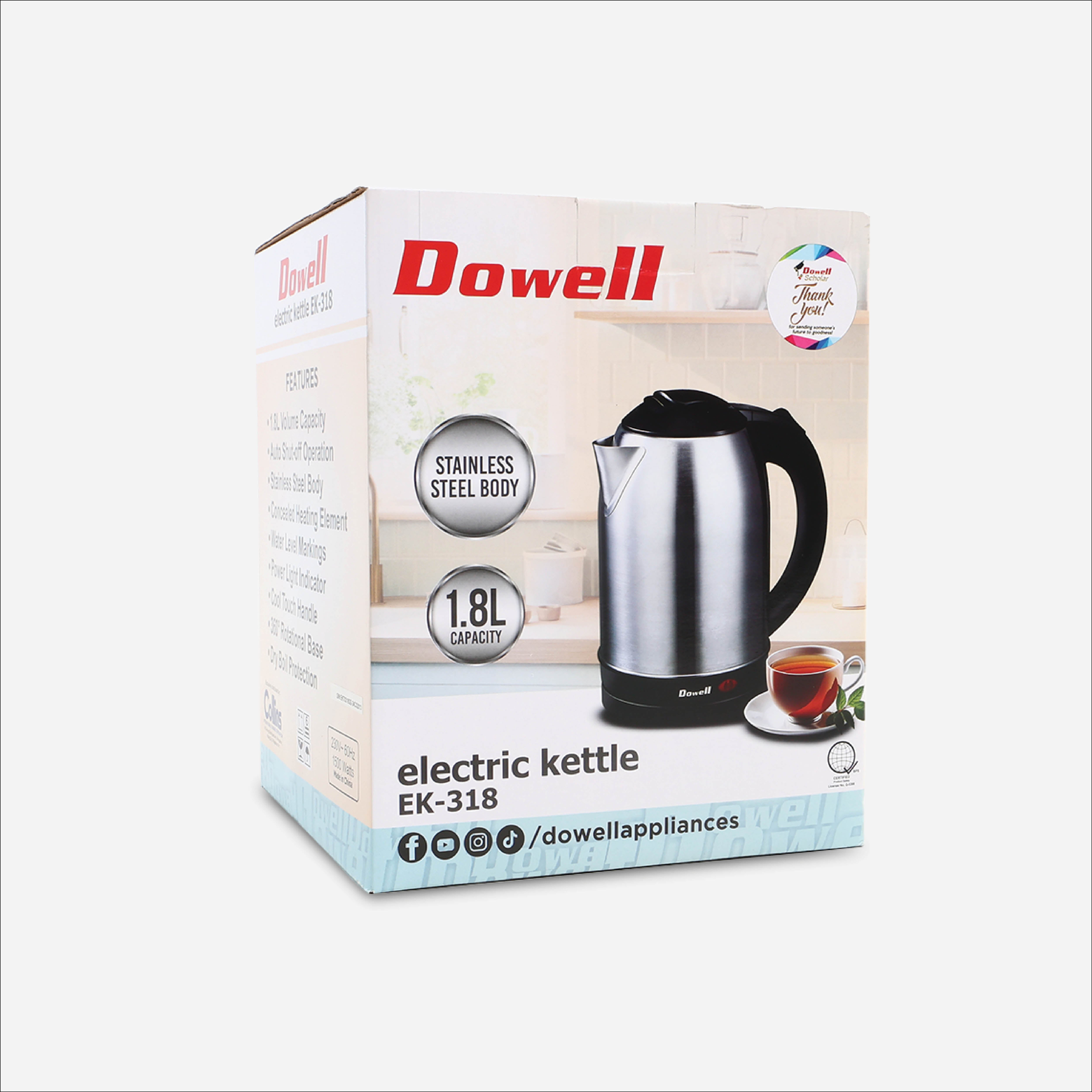 Dowell Electric Kettle EK318 - Stainless