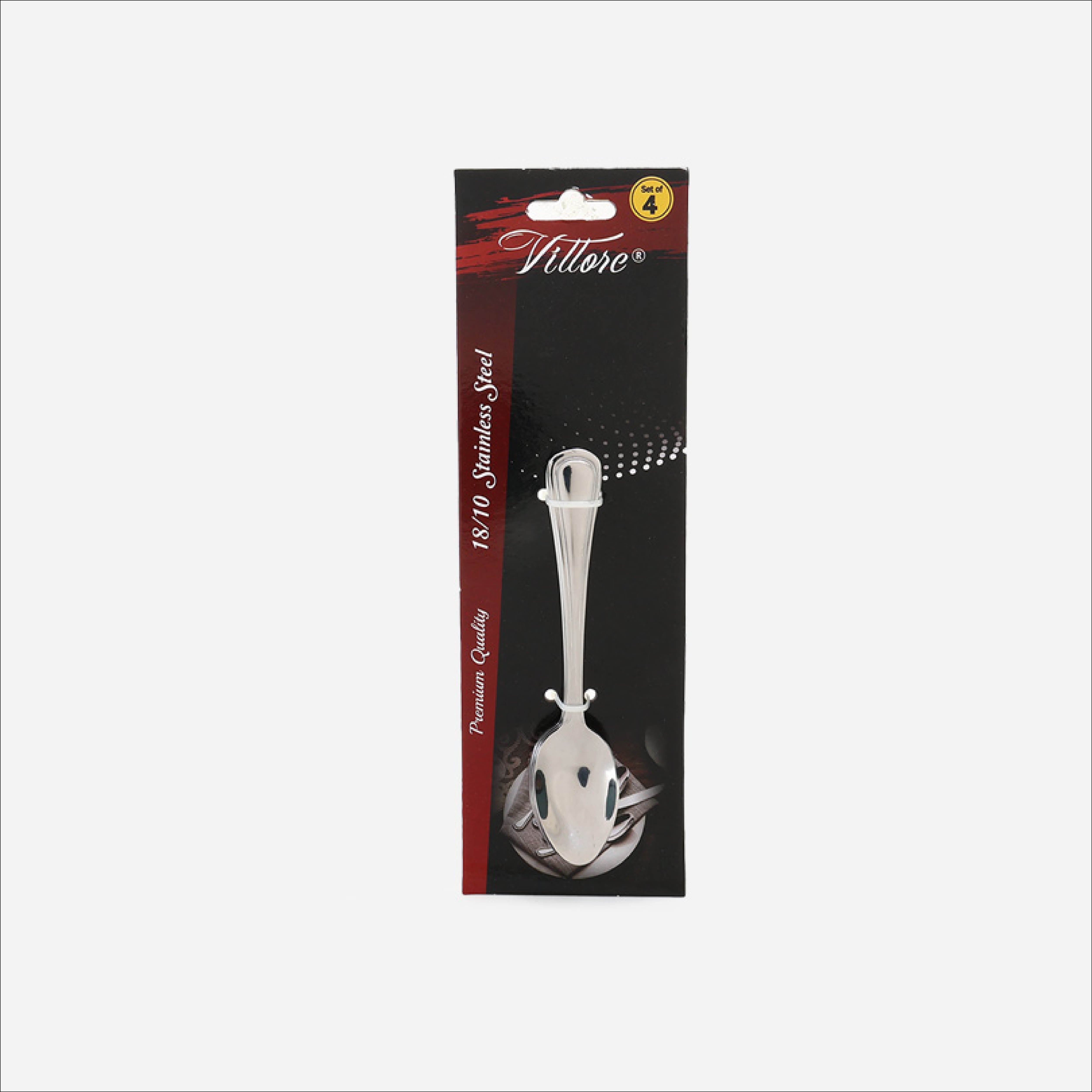 Eurochef Set of 4 Dinner Teaspoon V24 - Silver