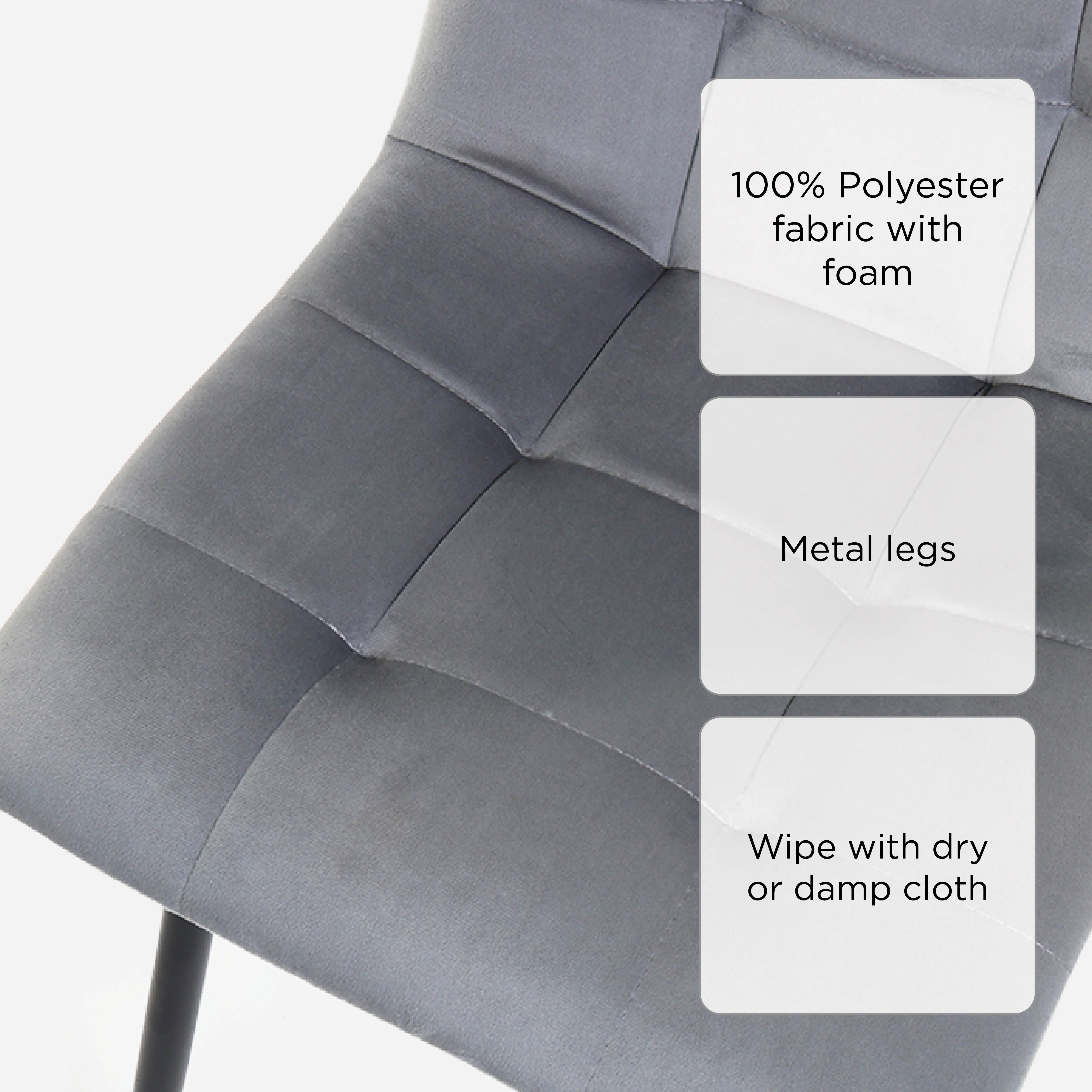 Malta Dining Chair Velvet MLM-181548 - Light Gray
