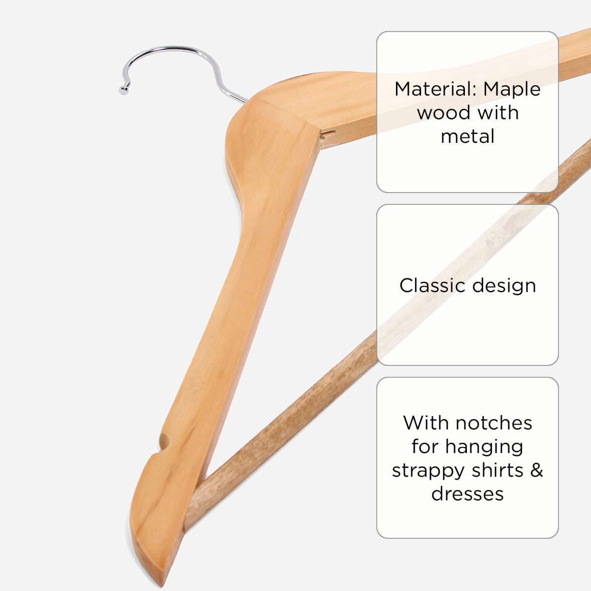 Hosh 20-Pieces Wooden Hanger With Notches EMW2004