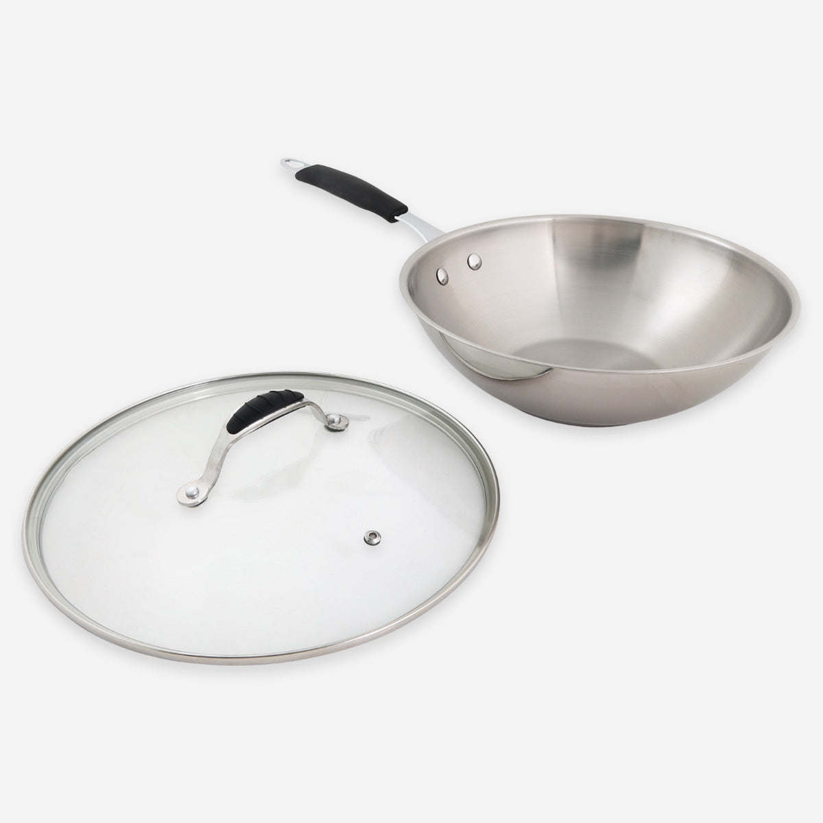 Metro Stainless Steel Chinese Wok with Glass Lid
