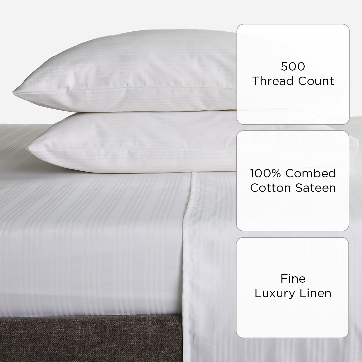 Family Home Hotel Living 4-Piece Bedsheet Set (Triple Line White) - Twin