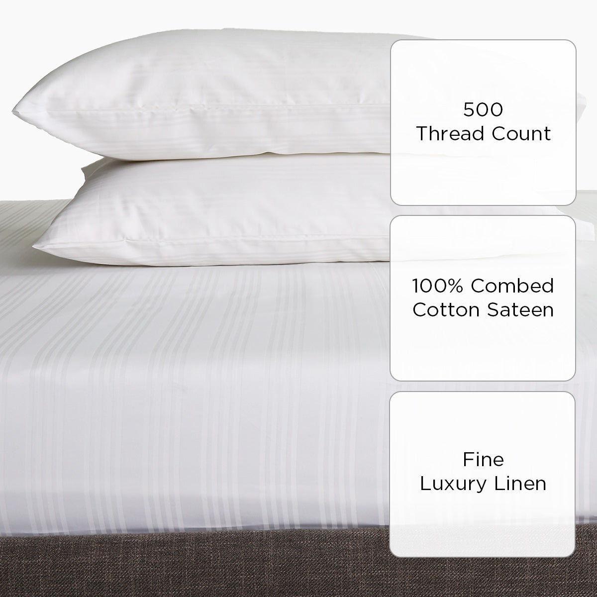 Family Home Hotel Living 3-Piece Bedsheet Set (Triple Line White) - Twin